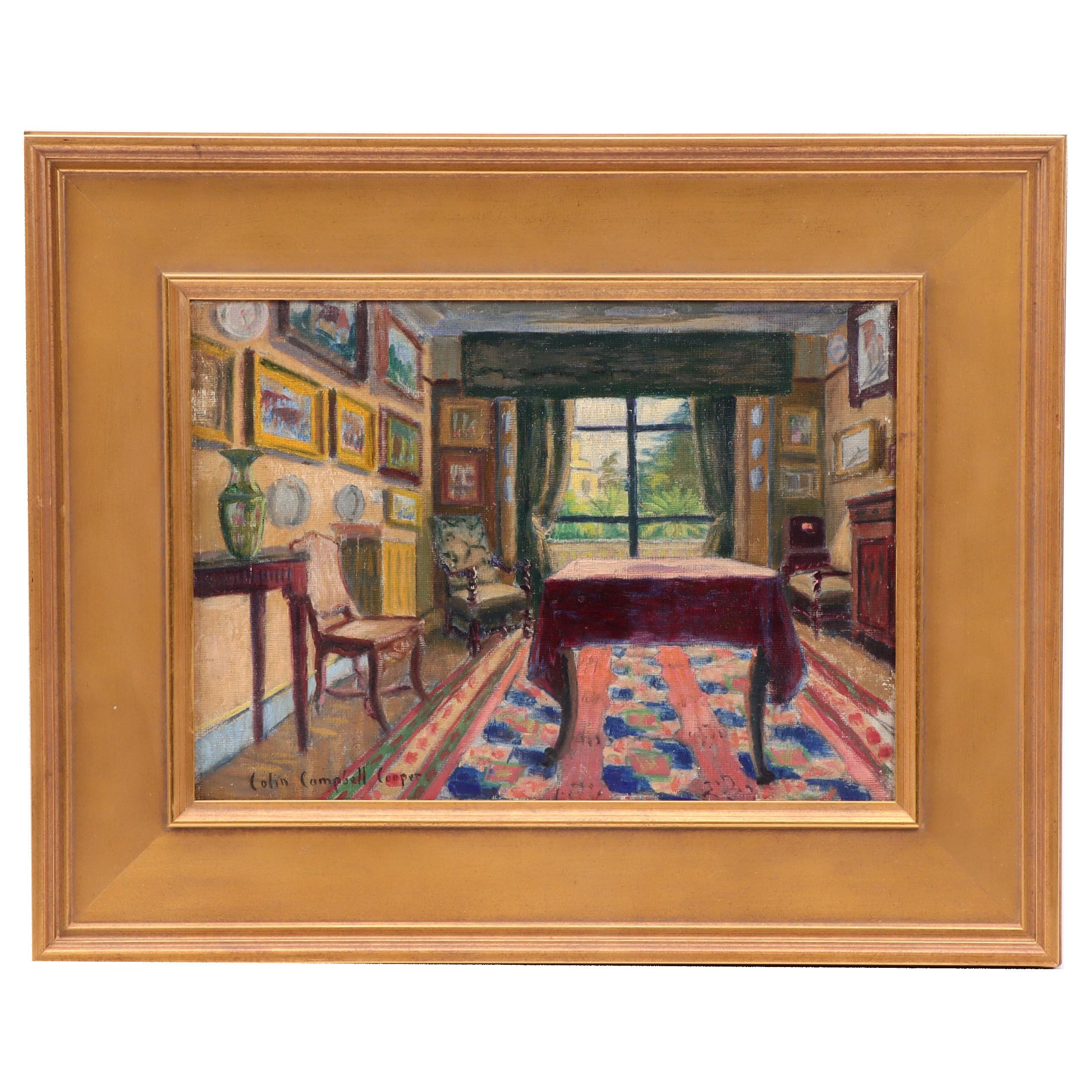 Colin Cambpell Cooper Oil Painting of Interior Scene