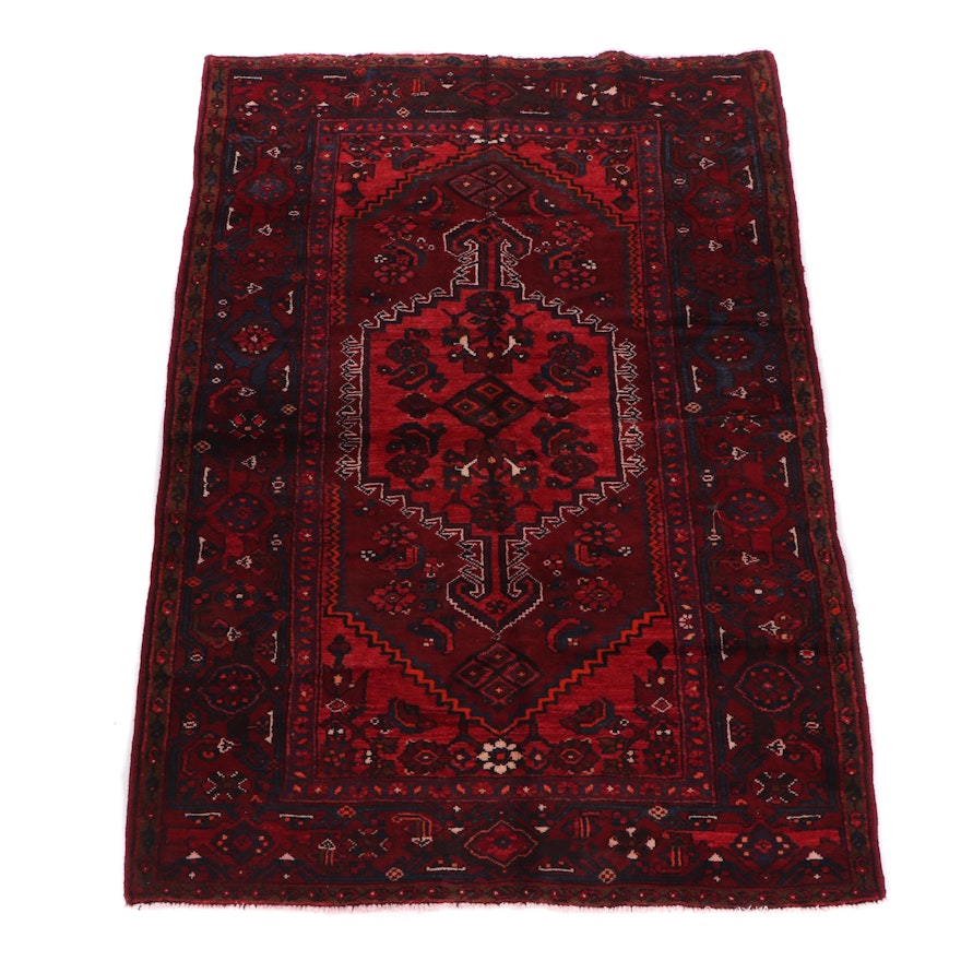 Hand-Knotted Persian Zanjan Wool Rug