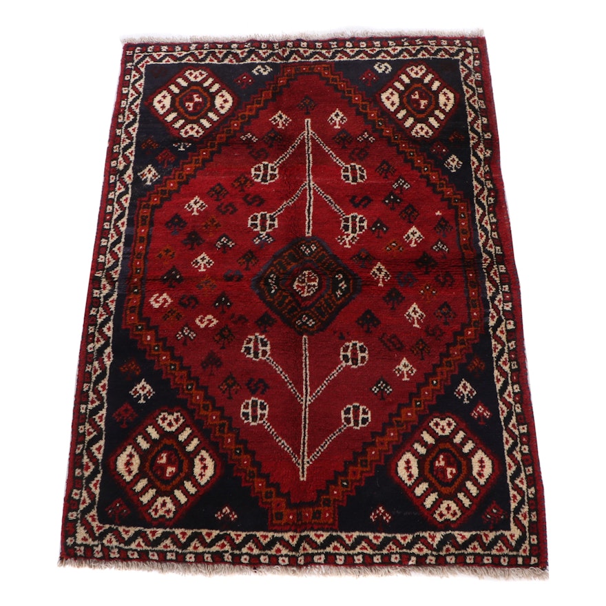 Hand-Knotted Shiraz Wool Rug