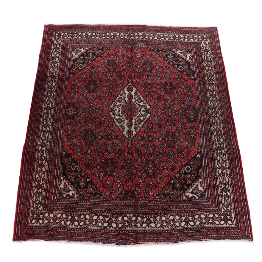 Hand-Knotted Persian Hamadan Wool Rug