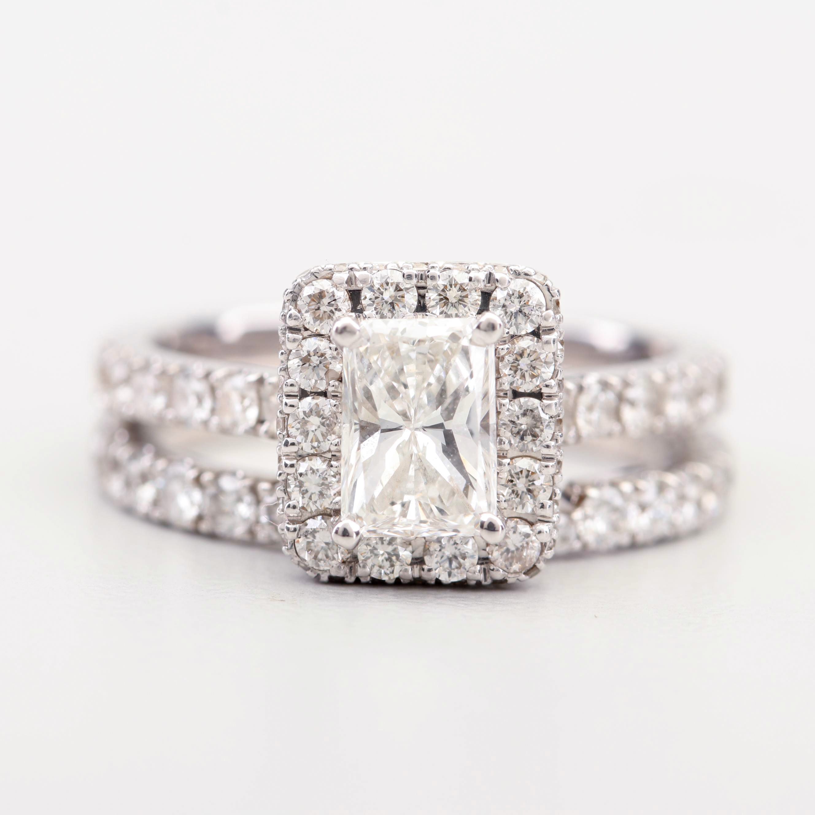 Neil Lane 14K White Gold Diamond Engagement Ring and Band