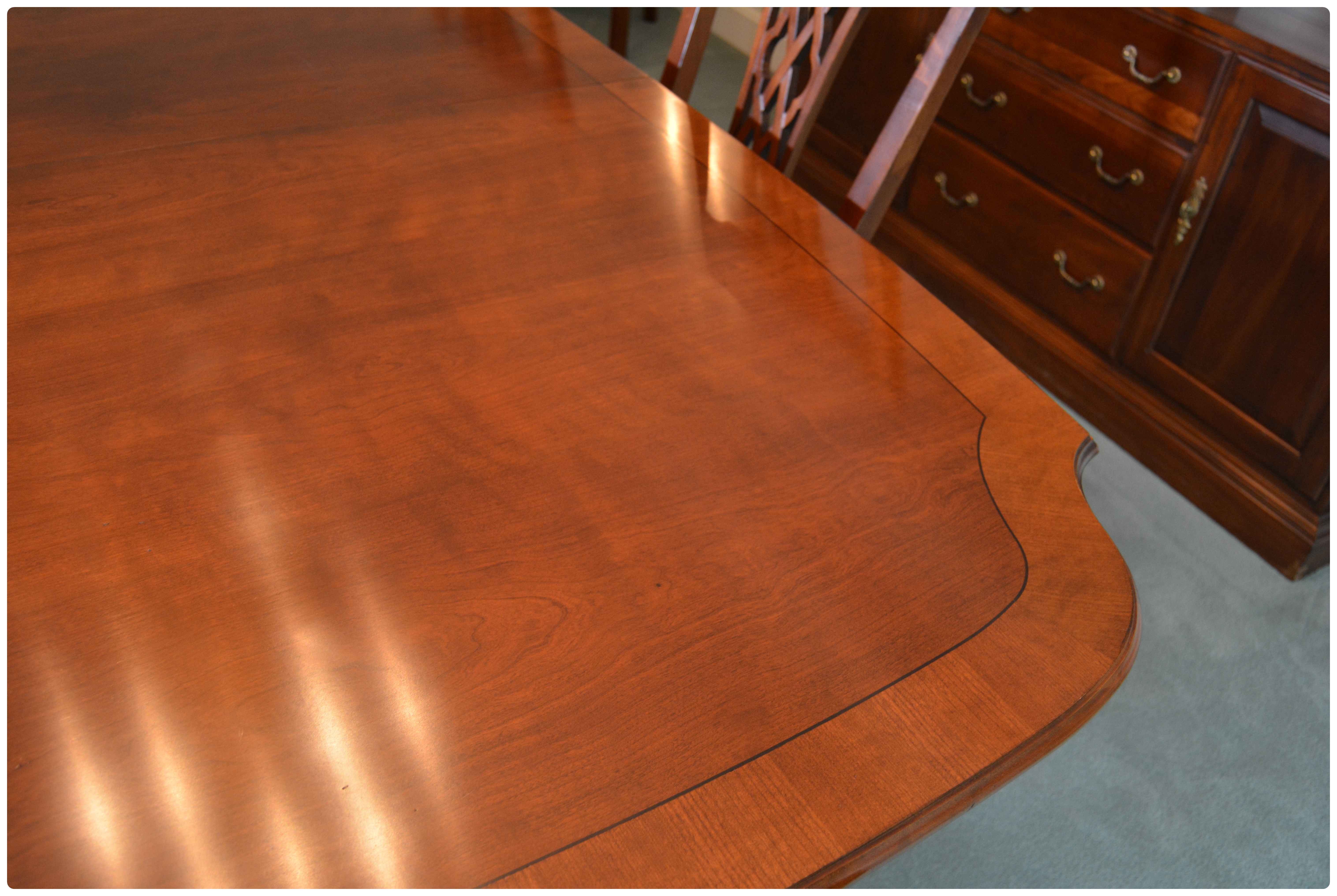 Ethan Allen "Carolyn" Double Pedestal Mahogany Dining Room Set, Contemporary