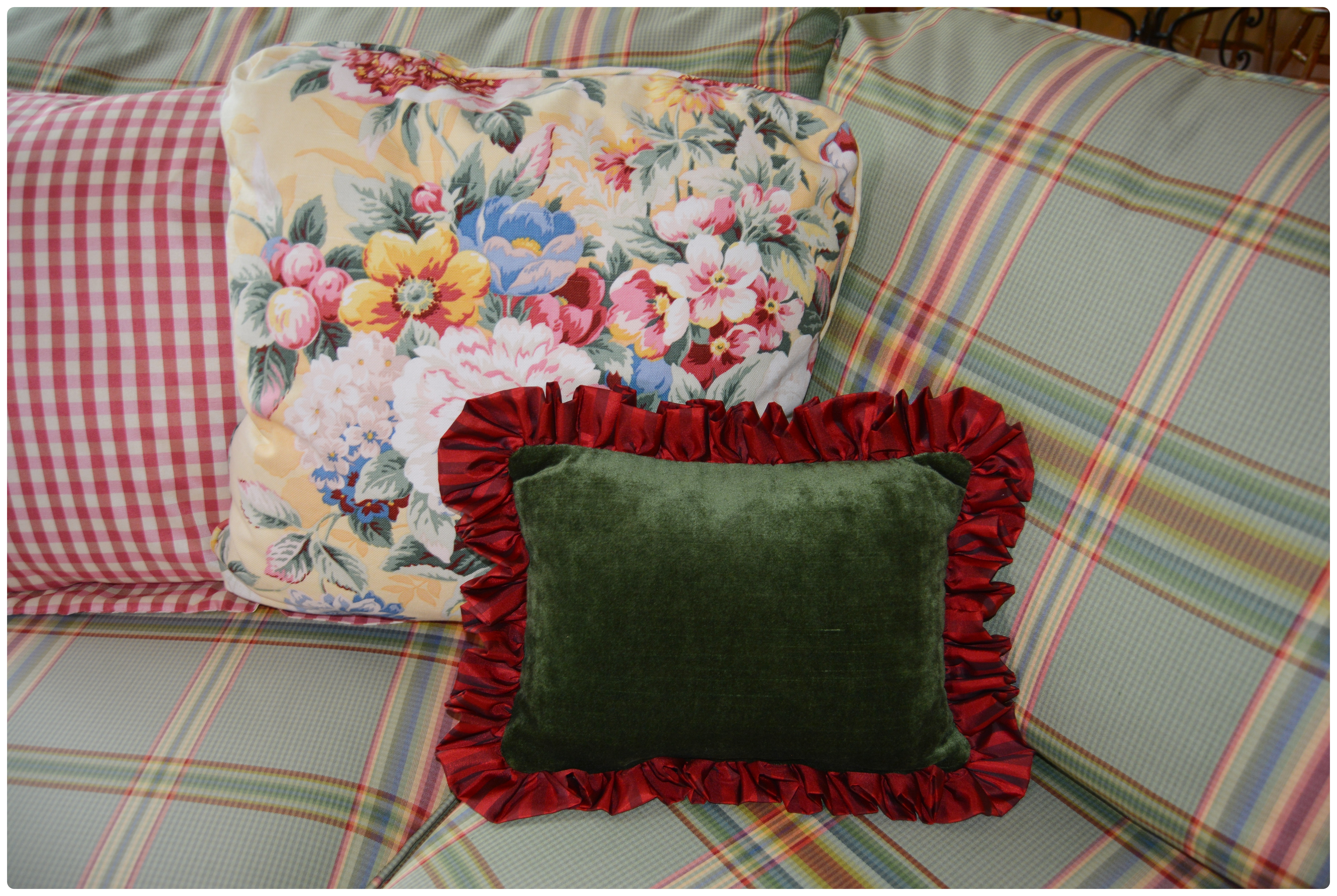 Sherrill Plaid Two-Angled Sectional Sofa, Contemporary