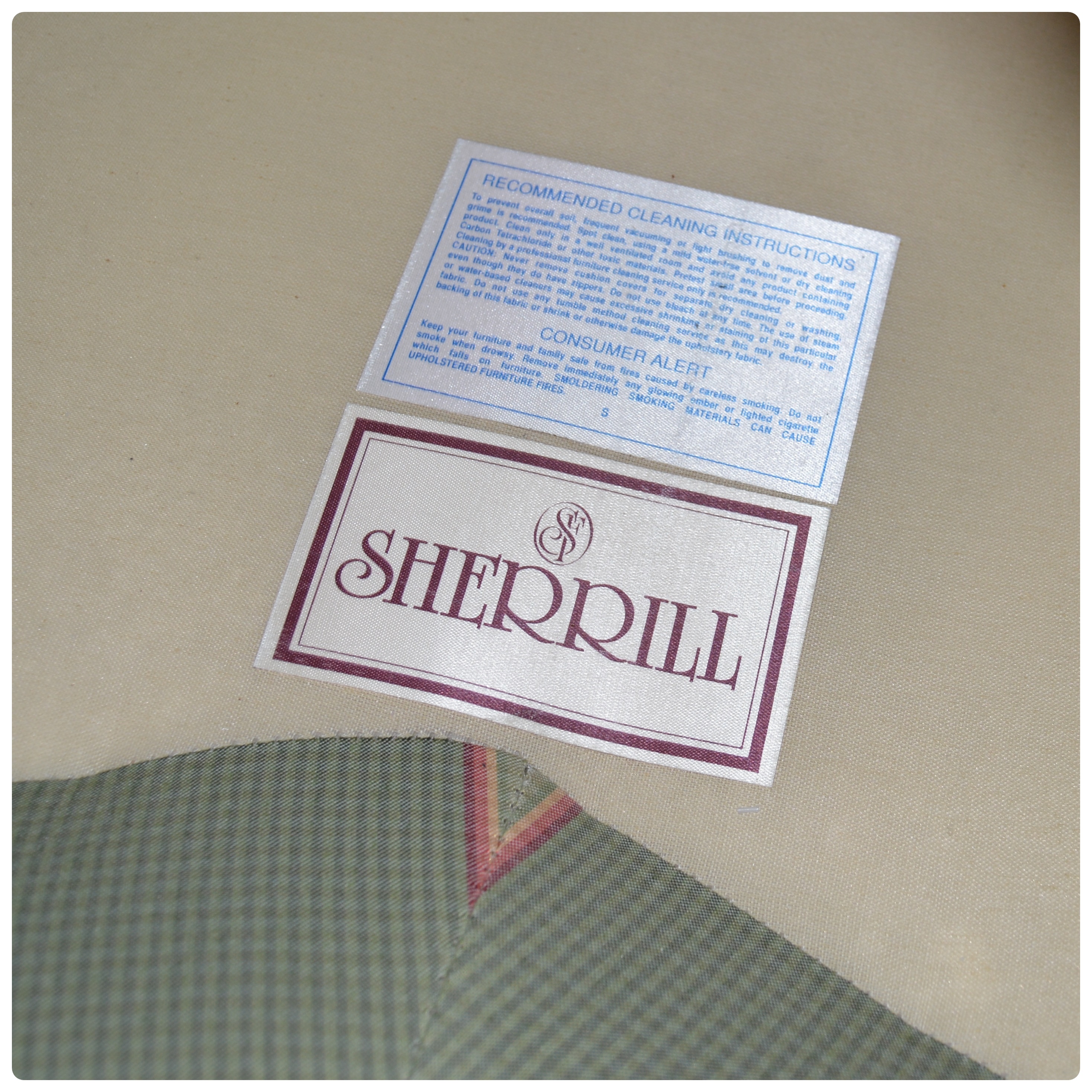 Sherrill Plaid Two-Angled Sectional Sofa, Contemporary