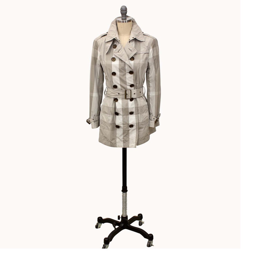 Burberry Brit Double-Breasted Short Trench Coat with Belt
