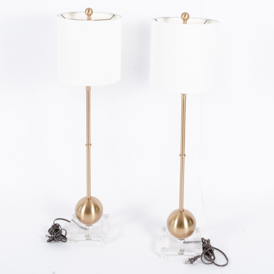 Contemporary Table Lamps in Brass and Acrylic