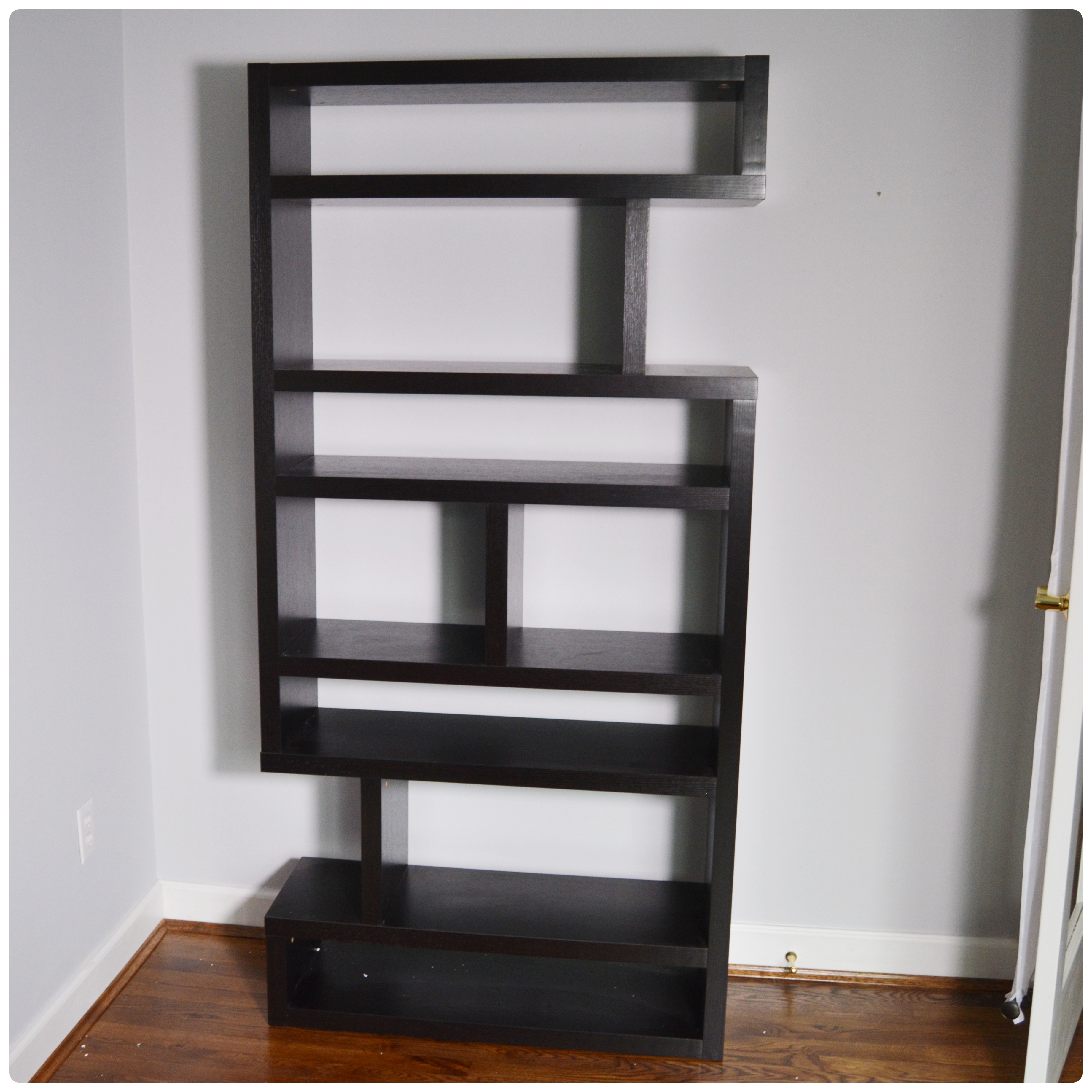 Contemporary Espresso Finish Wooden Open Bookcase