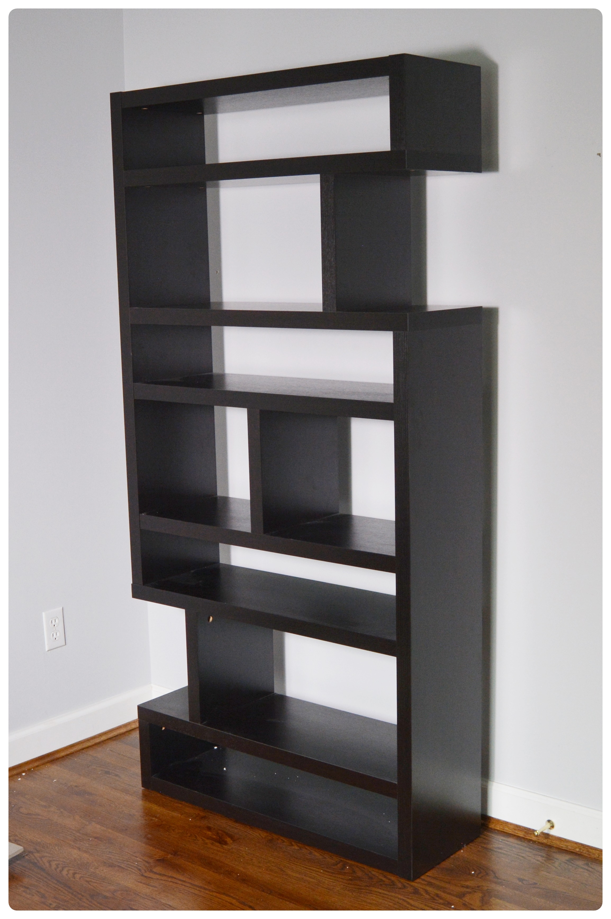 Contemporary Espresso Finish Wooden Open Bookcase
