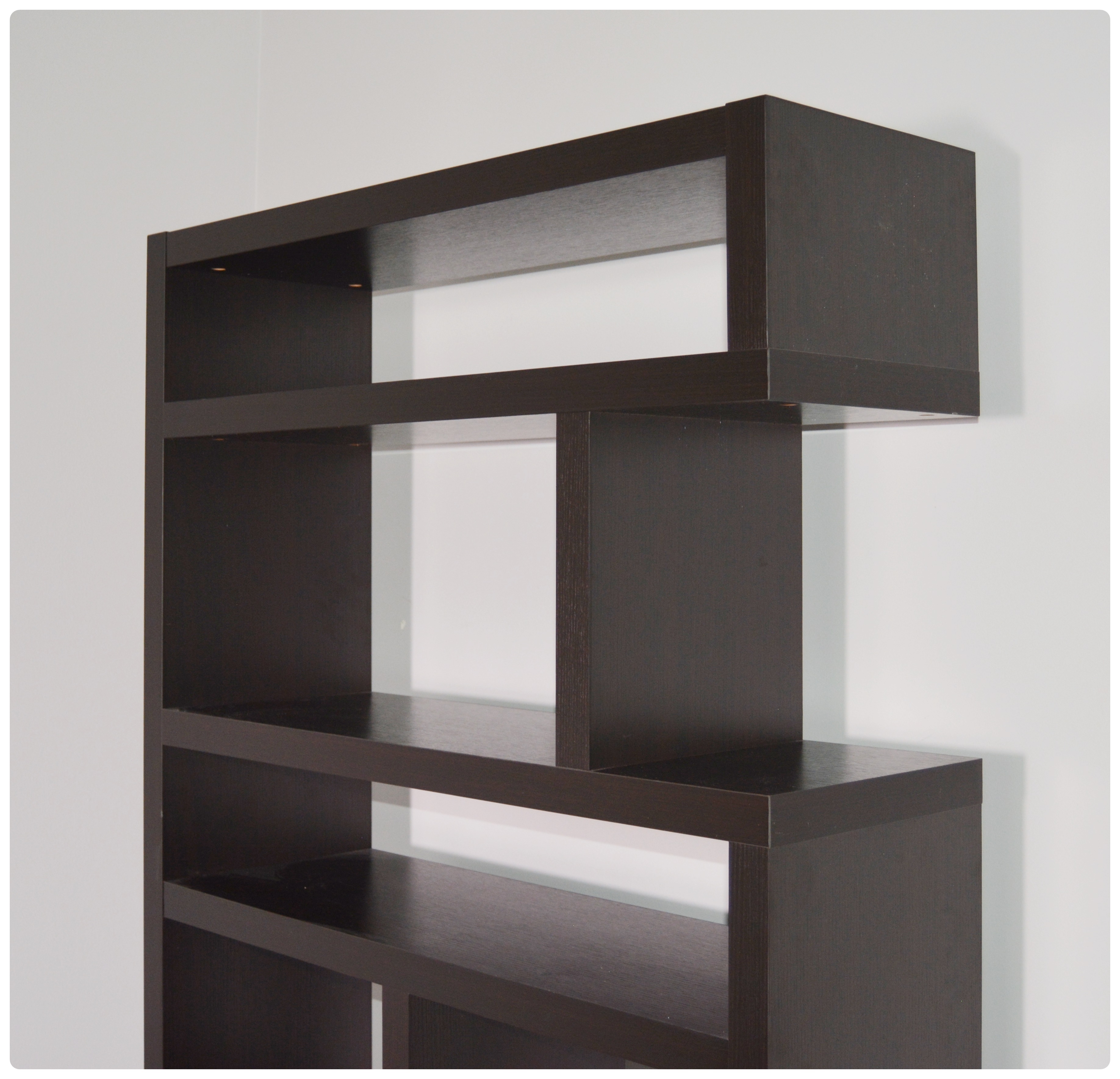 Contemporary Espresso Finish Wooden Open Bookcase