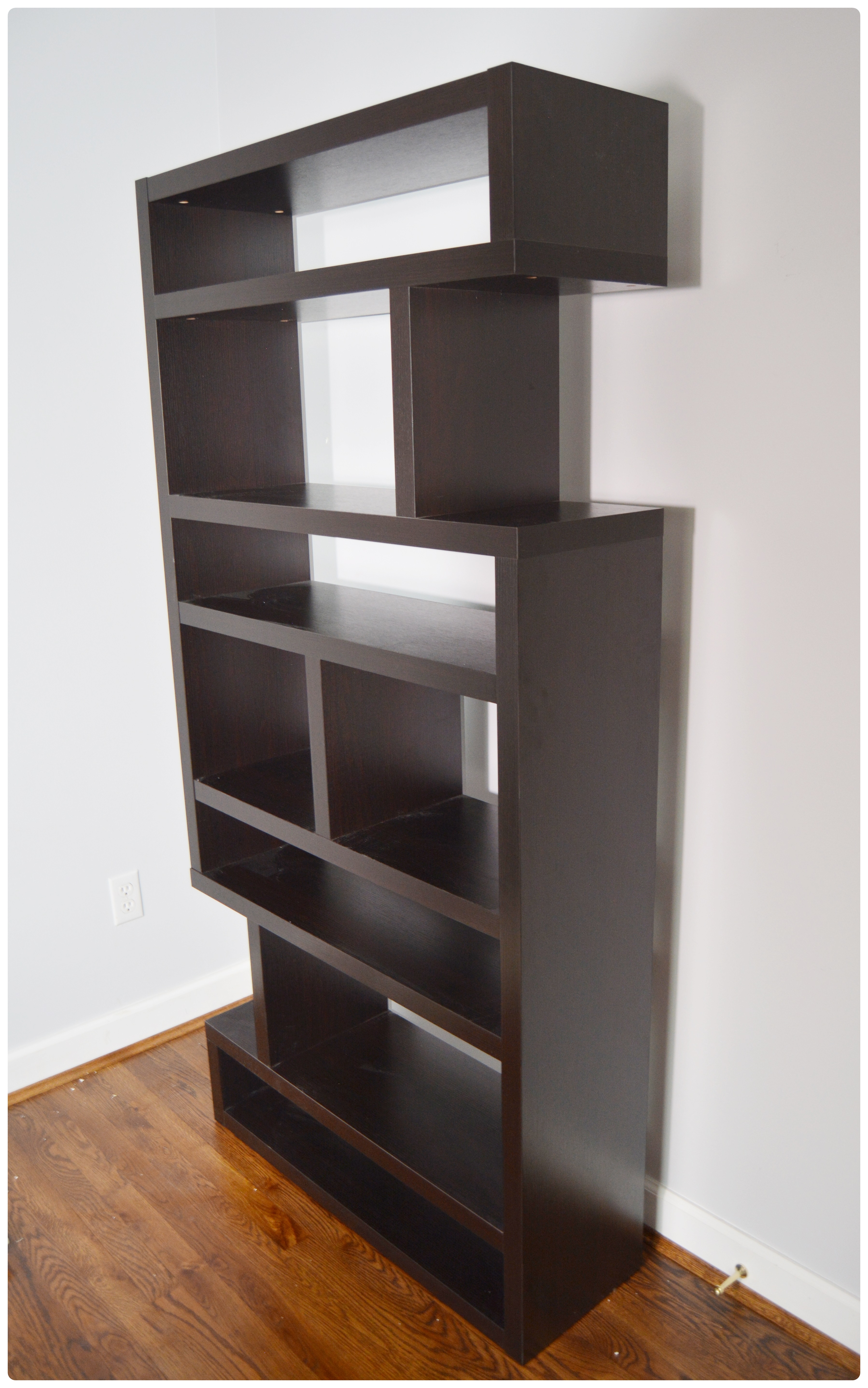 Contemporary Espresso Finish Wooden Open Bookcase