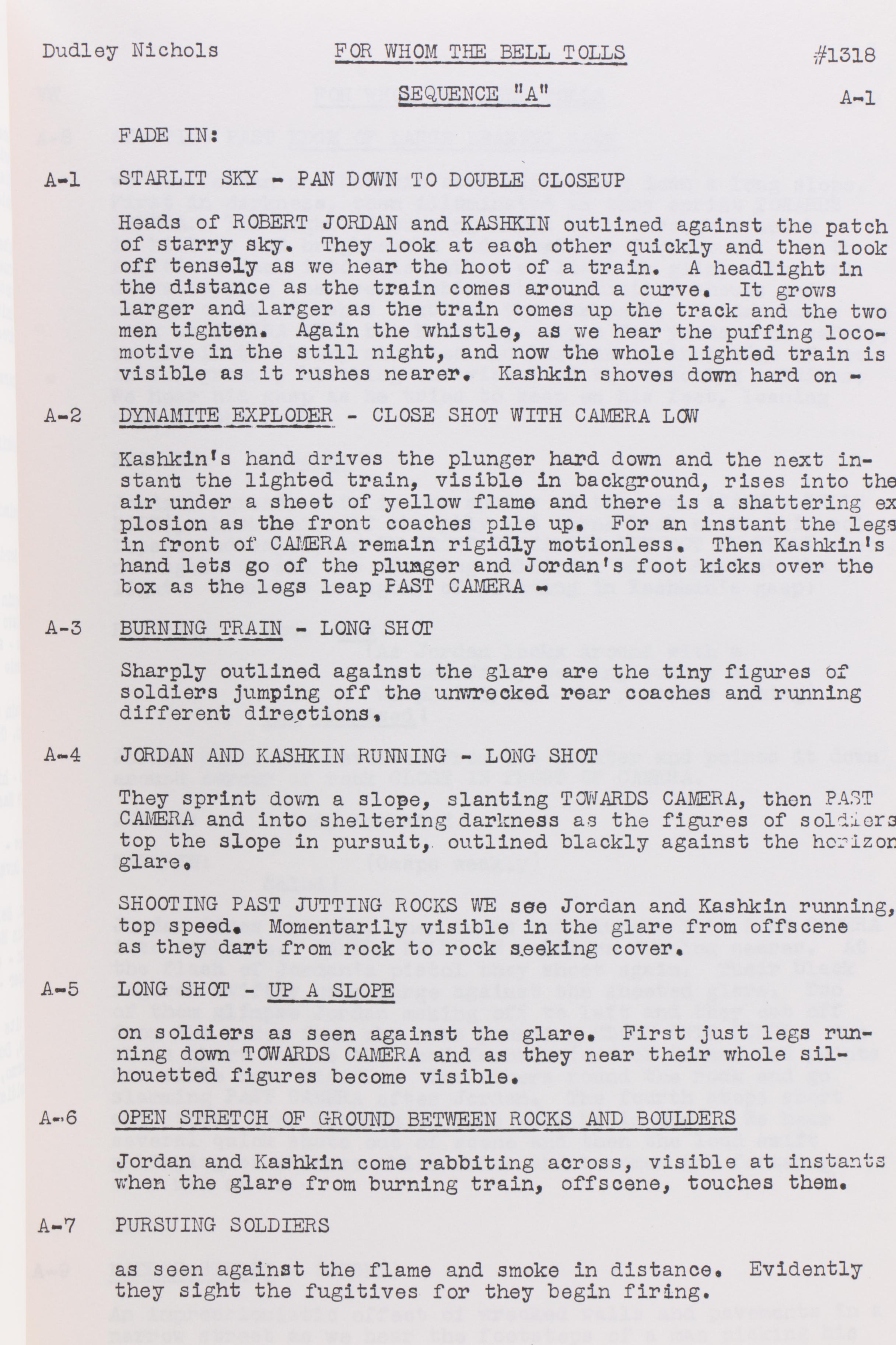 Hemingway's "For Whom the Bell Tolls" Screenplay by Dudley Nichols