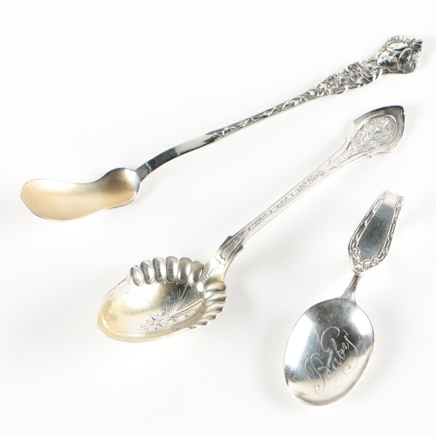 Wood & Hughes "Angelo" Sterling Sugar Spoon with other American Sterling