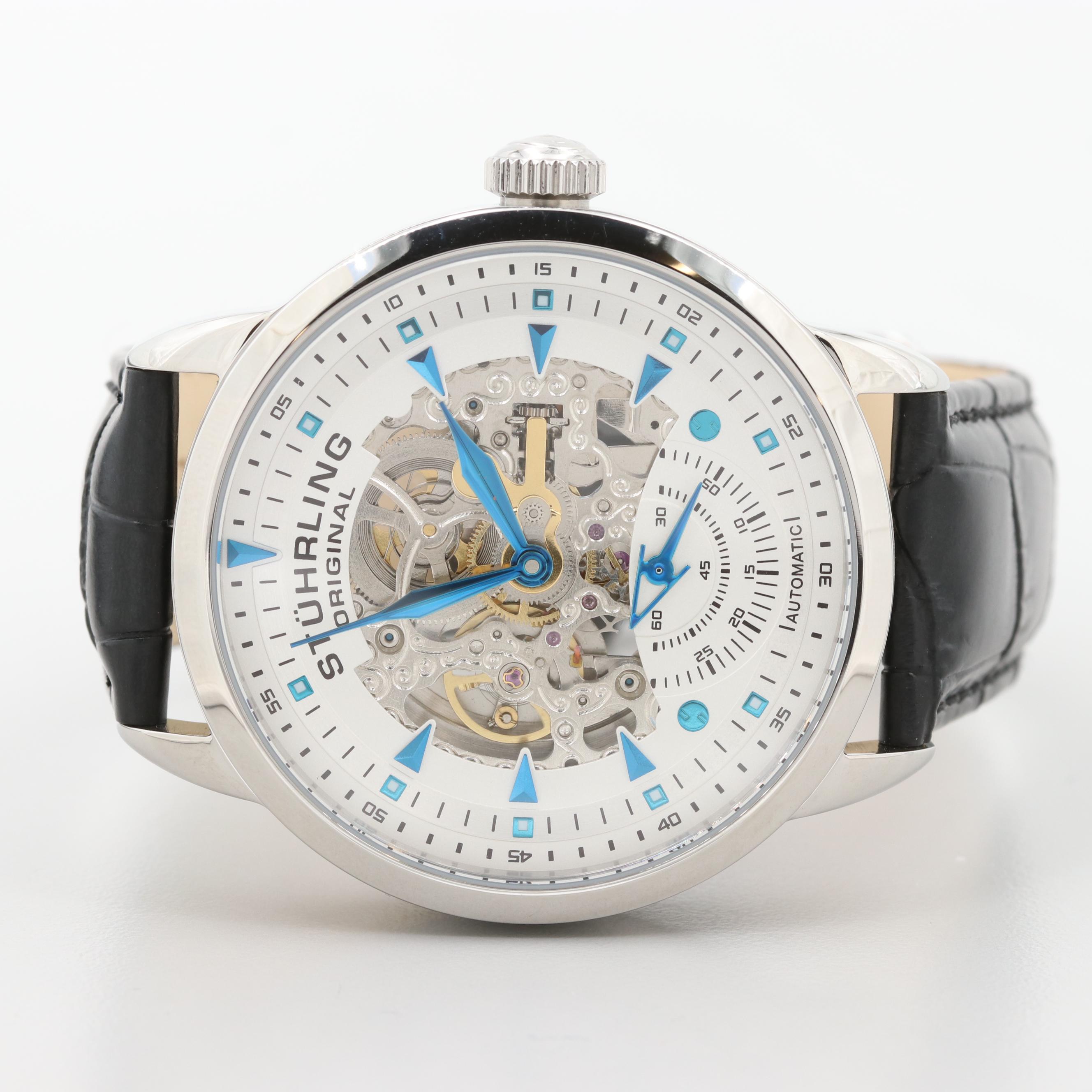 Stuhrling Skeleton Dial Stainless Steel Automatic Watch