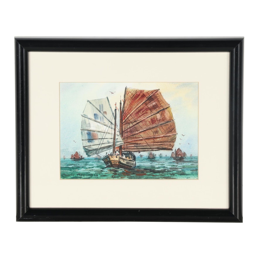 Chin Chung Watercolor Painting of Nautical Scene