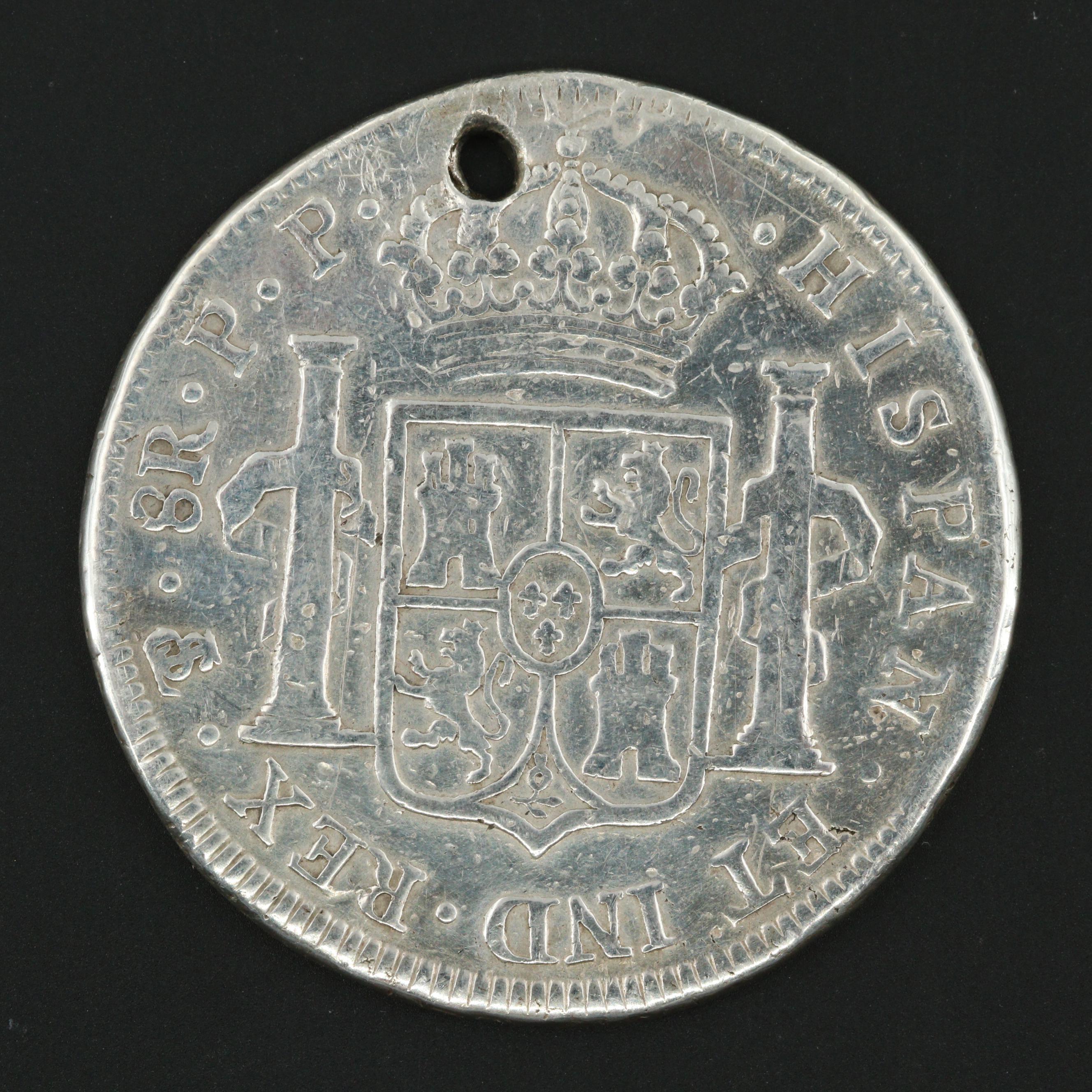 1796 Colonial Mexico Eight Reales Silver Coin, Carlos IV