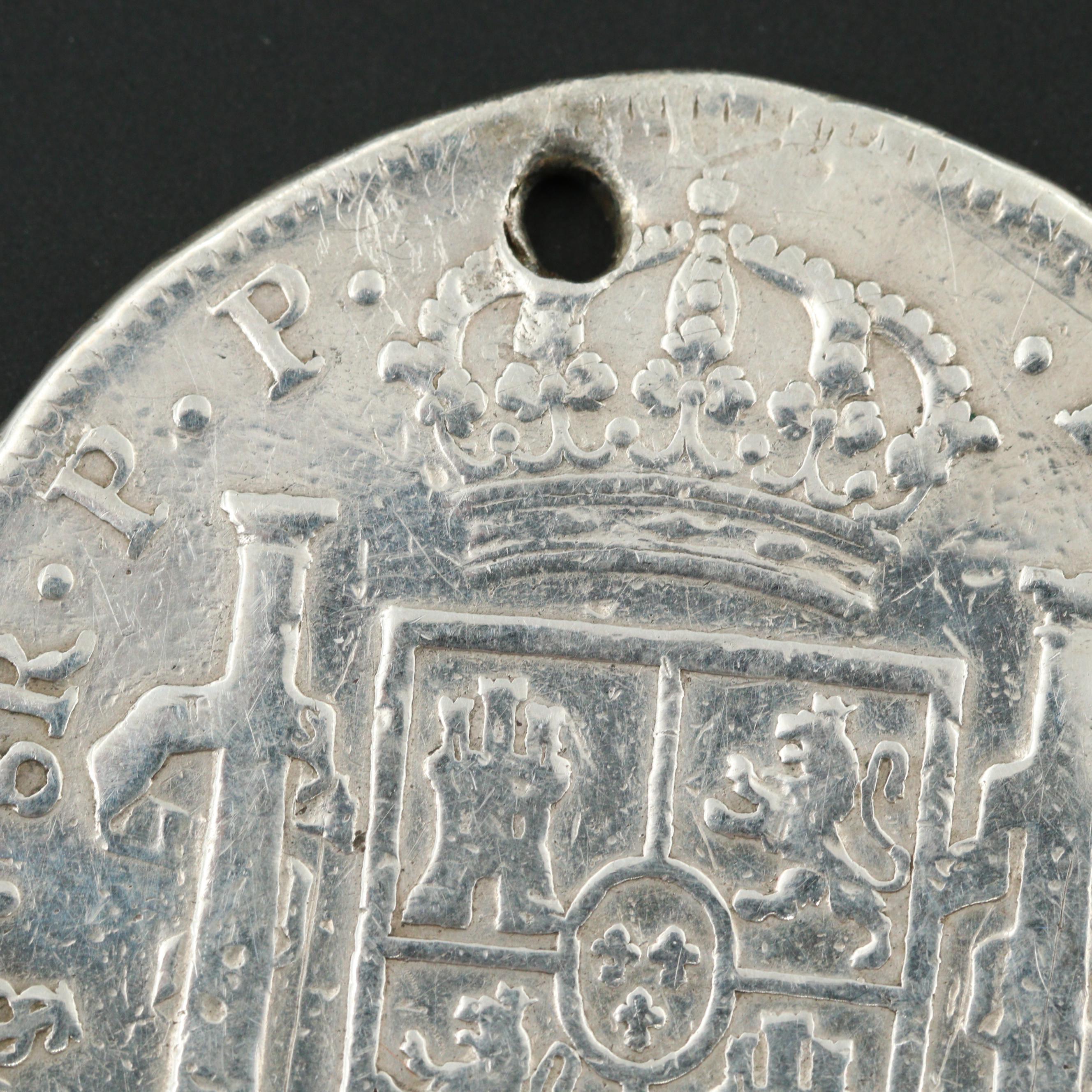 1796 Colonial Mexico Eight Reales Silver Coin, Carlos IV