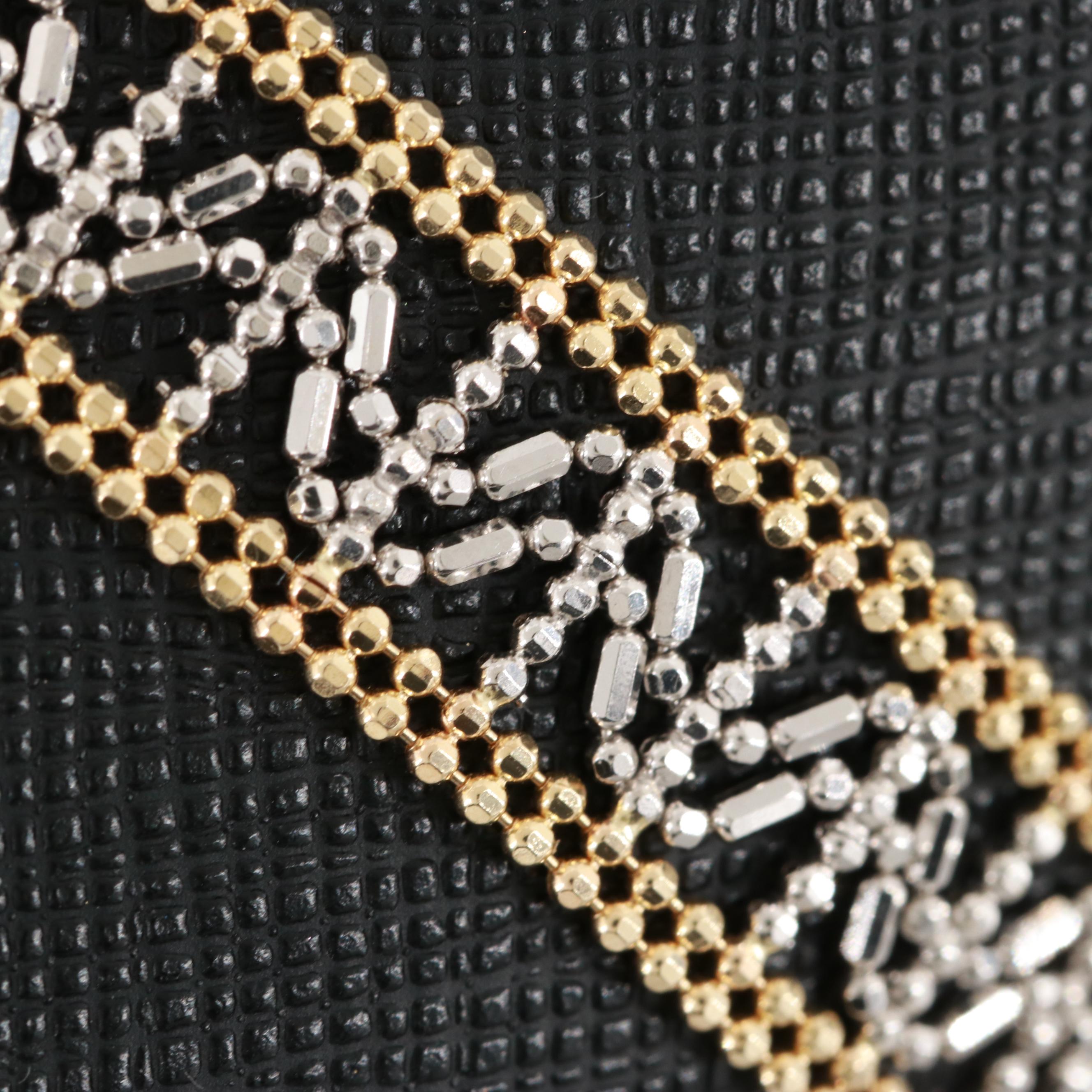 14K Yellow and White Gold Fancy Bead Link Bracelet