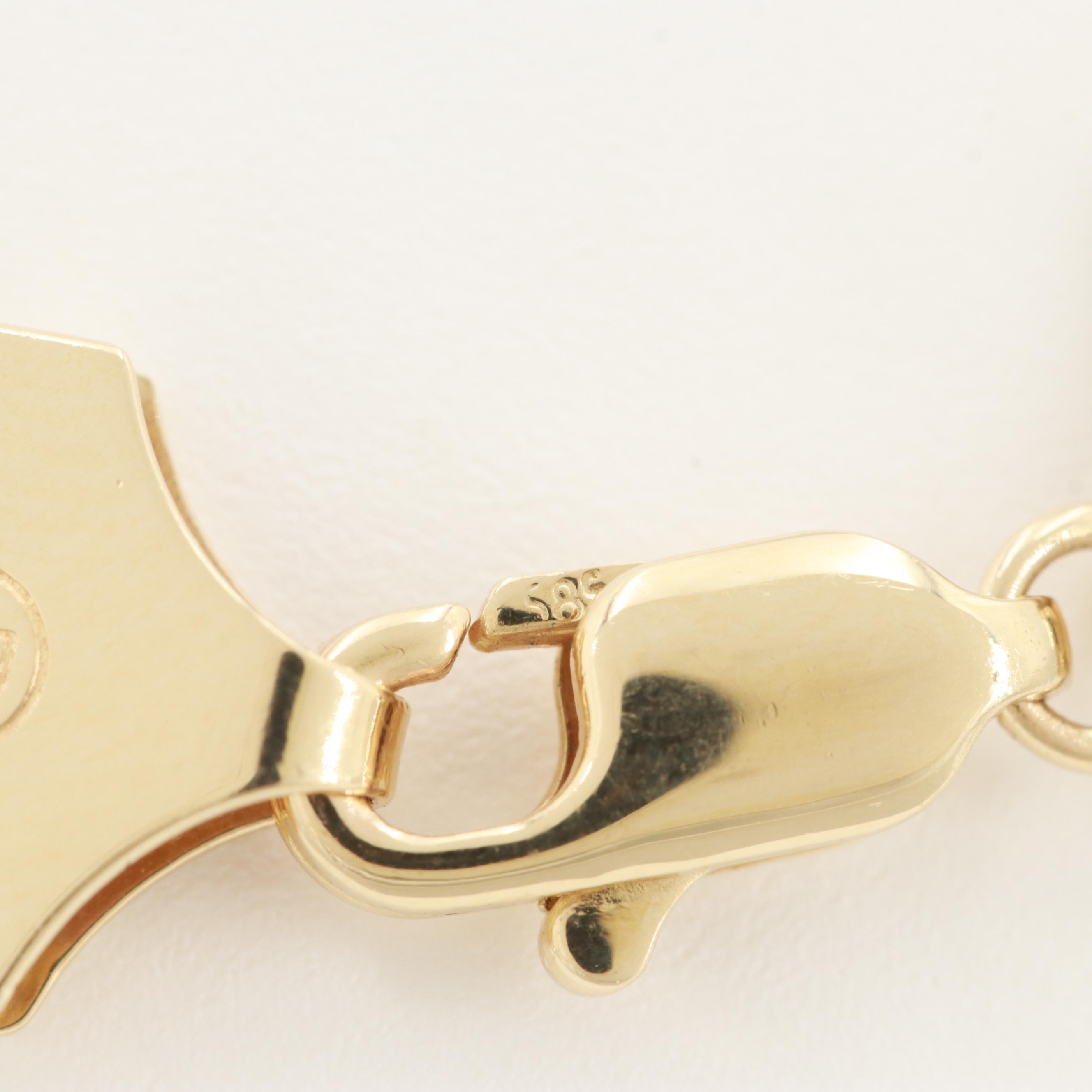 14K Yellow and White Gold Fancy Bead Link Bracelet