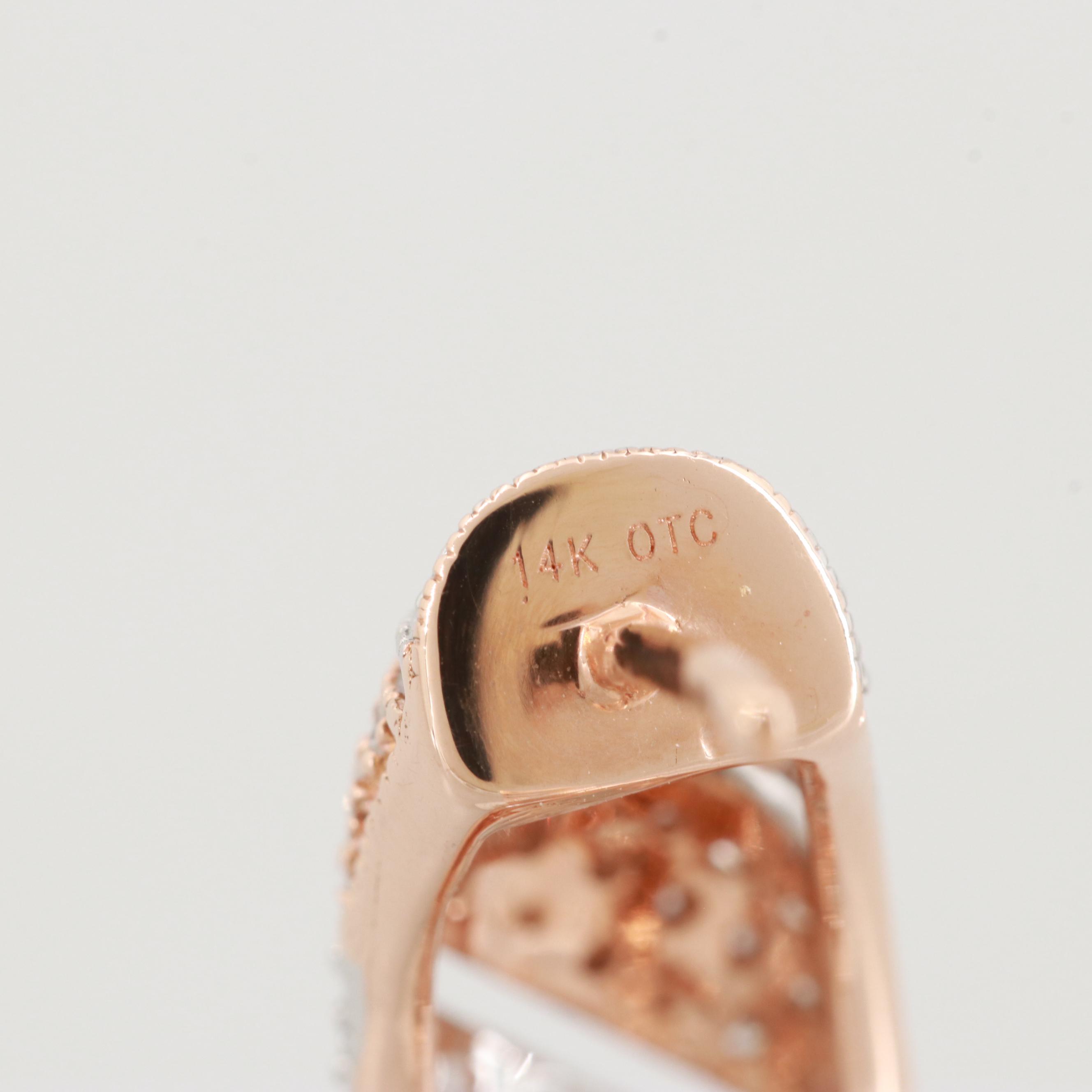 14K Rose and White Gold Pave 1.05 CTW Diamond Earrings