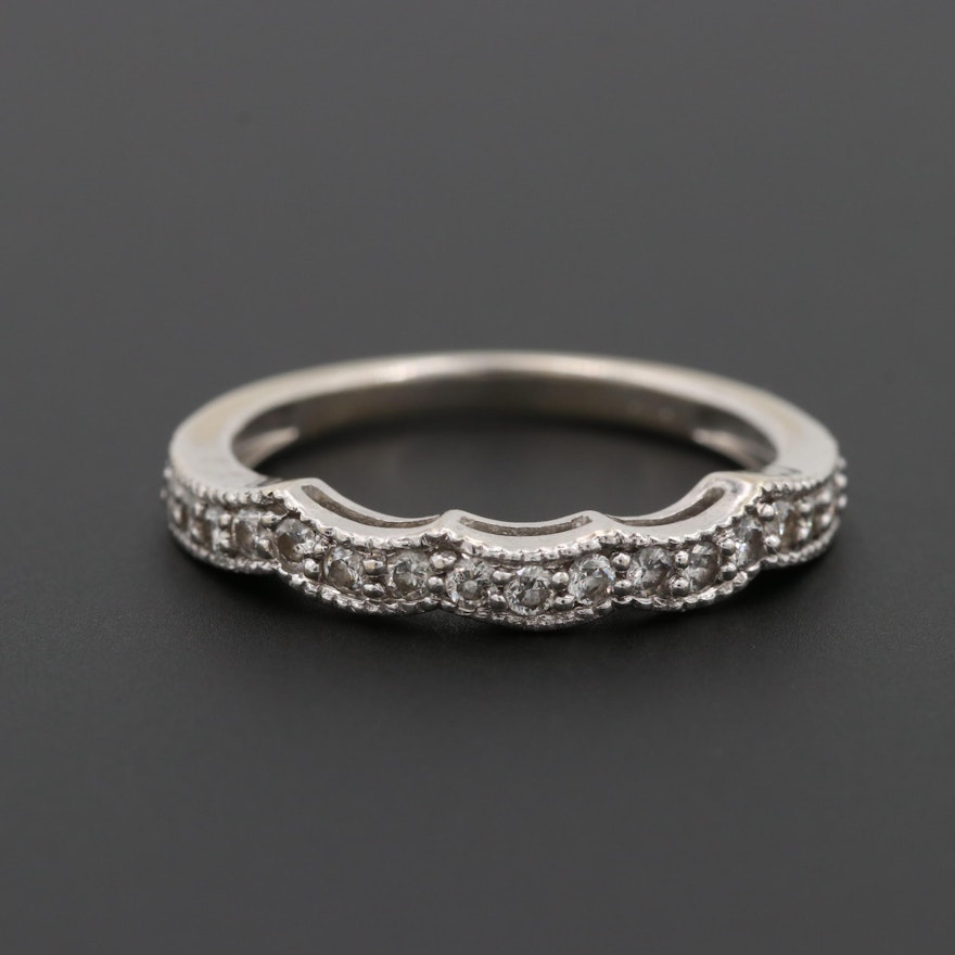 14K White Gold Diamond Contour Band