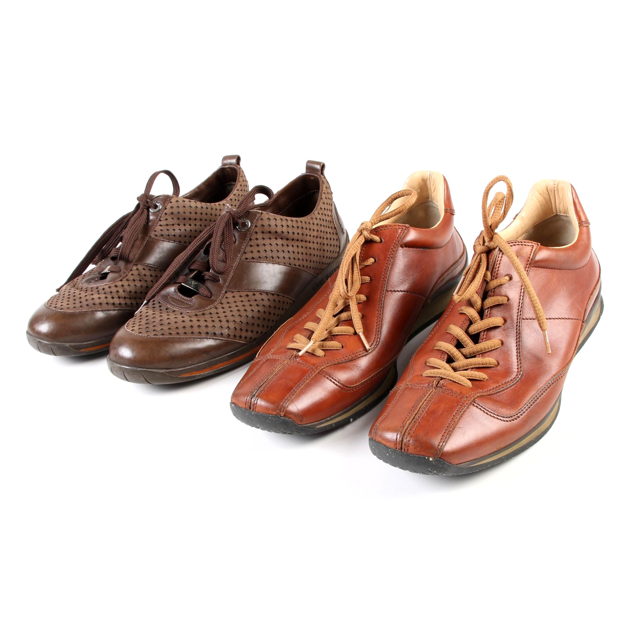 Men's Louis Vuitton Paris and Prada Leather Sneakers