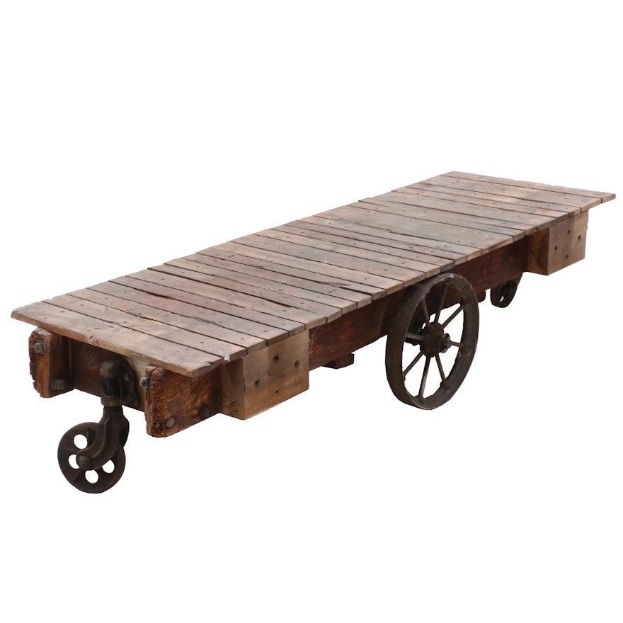 Antique Oak and Cast Iron Cart