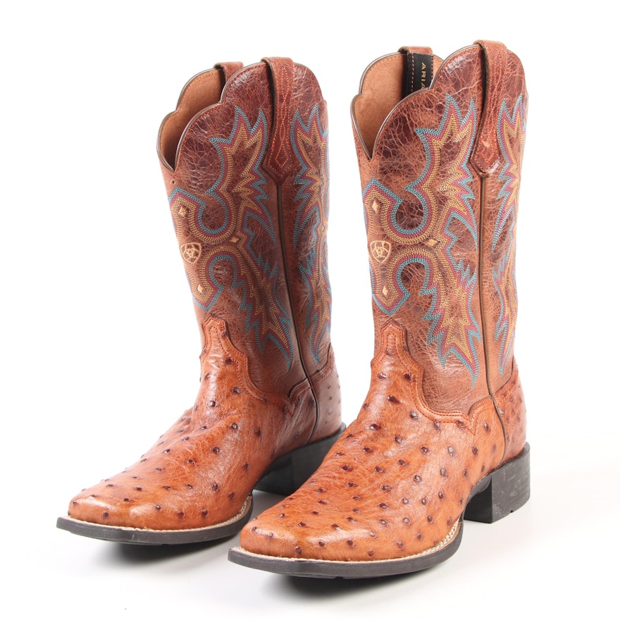 Women's Ariat Tombstone Full Quill Ostrich Skin Square Toe Western Boots