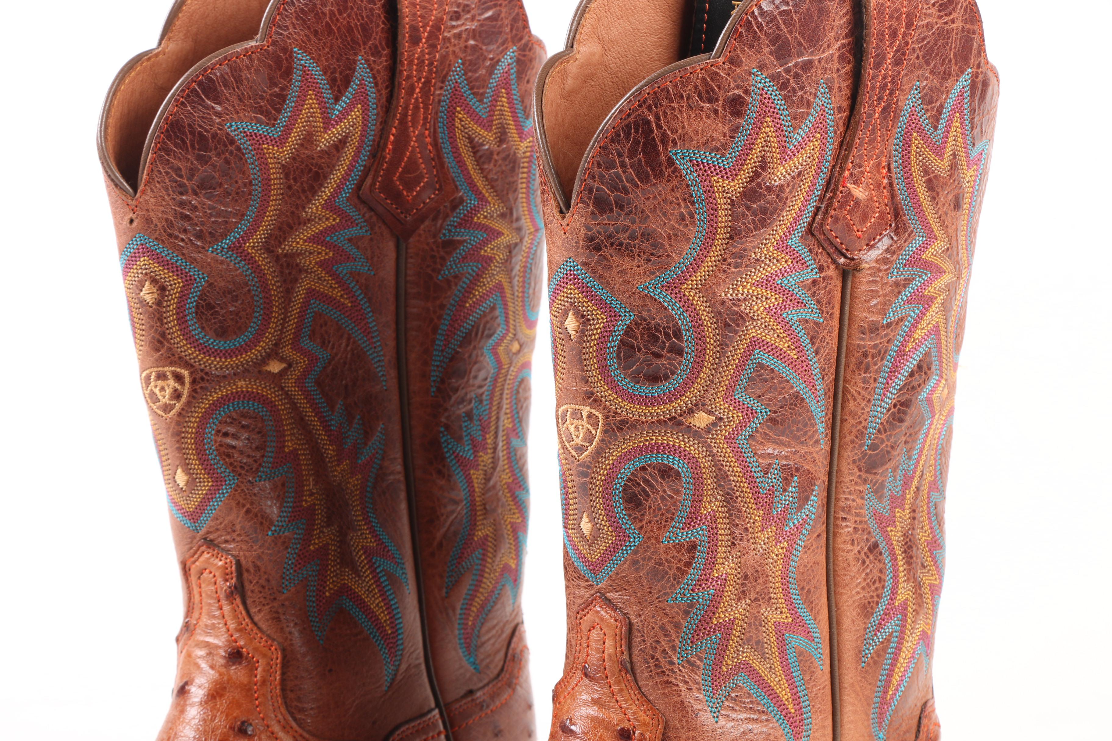 Women's Ariat Tombstone Full Quill Ostrich Skin Square Toe Western Boots