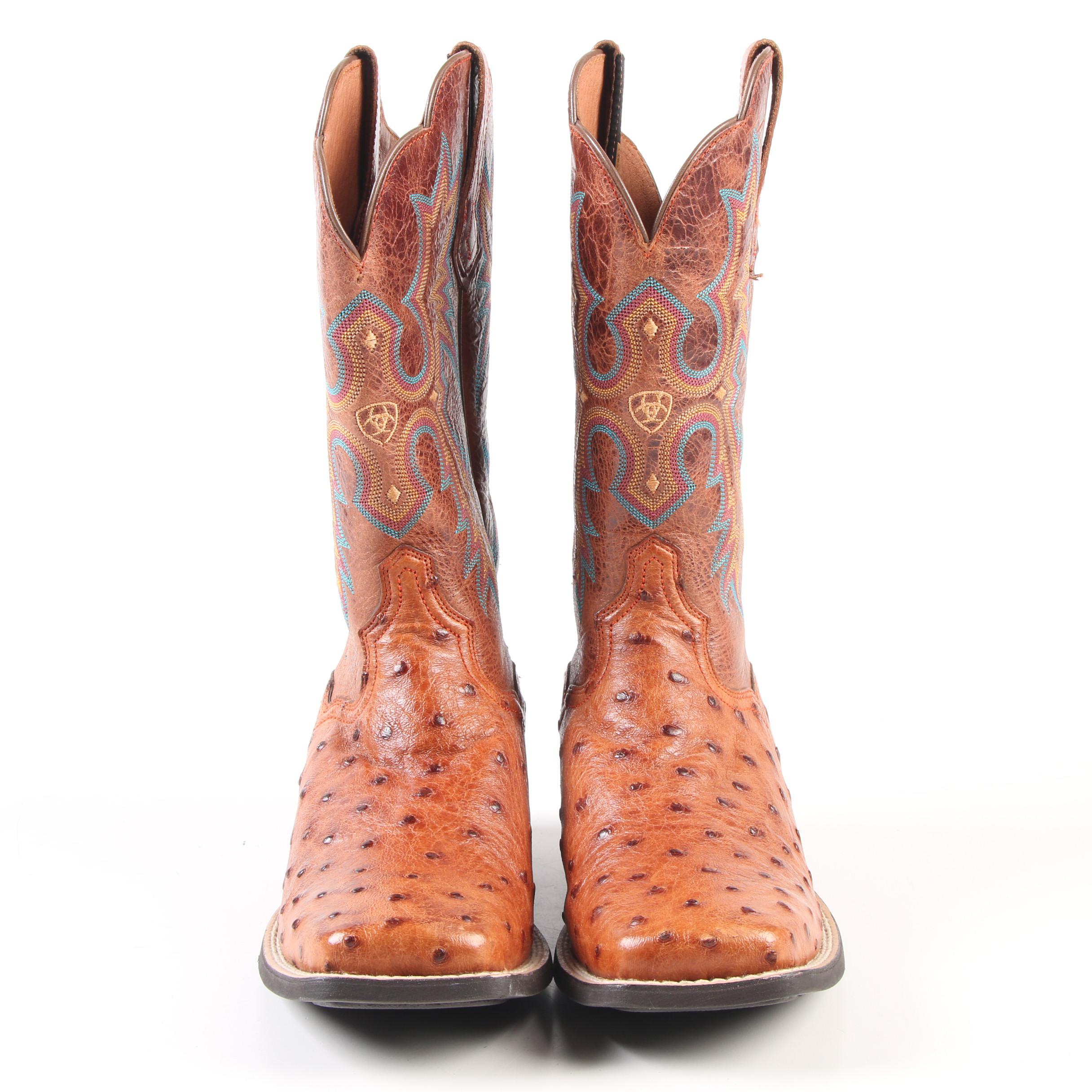 Women's Ariat Tombstone Full Quill Ostrich Skin Square Toe Western Boots