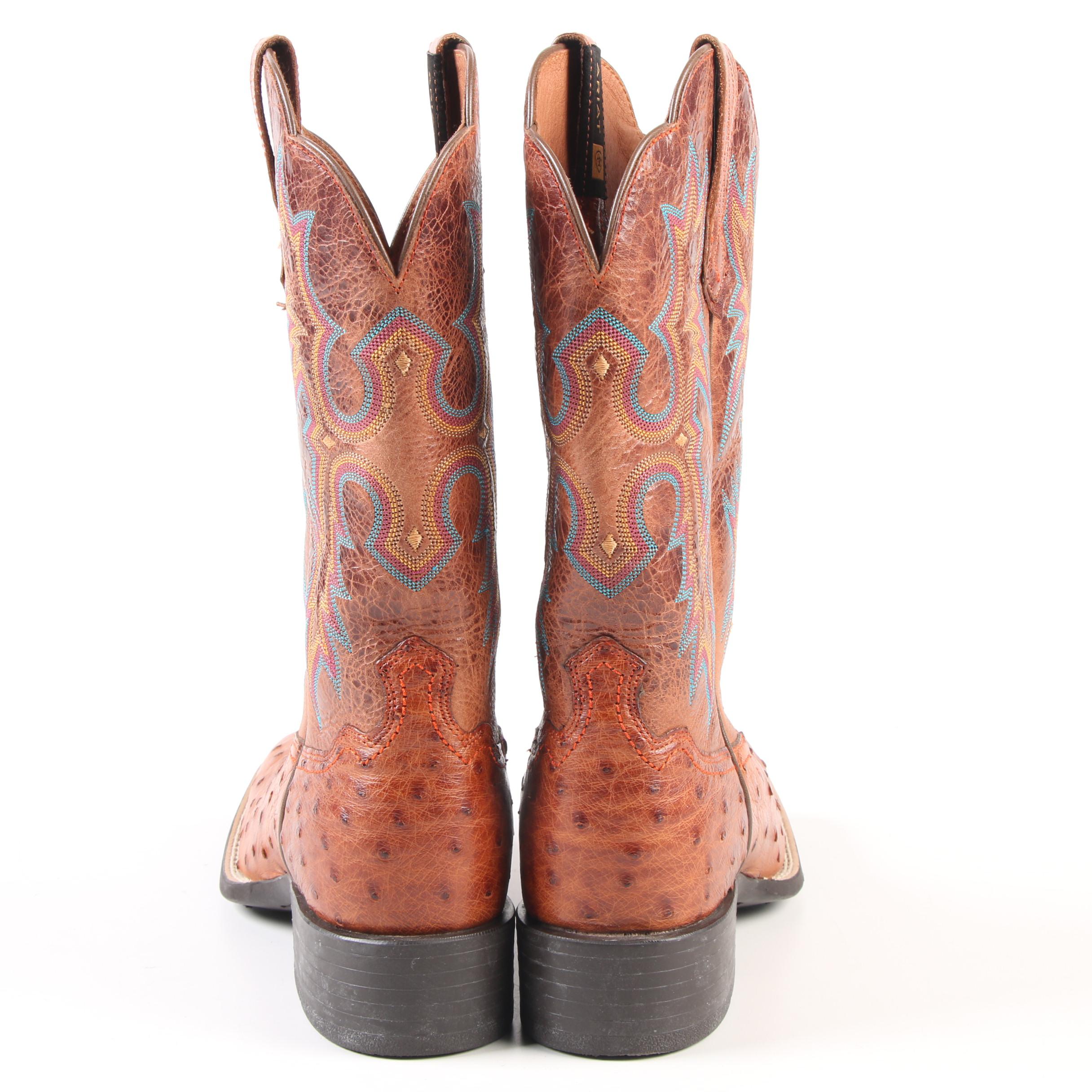 Women's Ariat Tombstone Full Quill Ostrich Skin Square Toe Western Boots