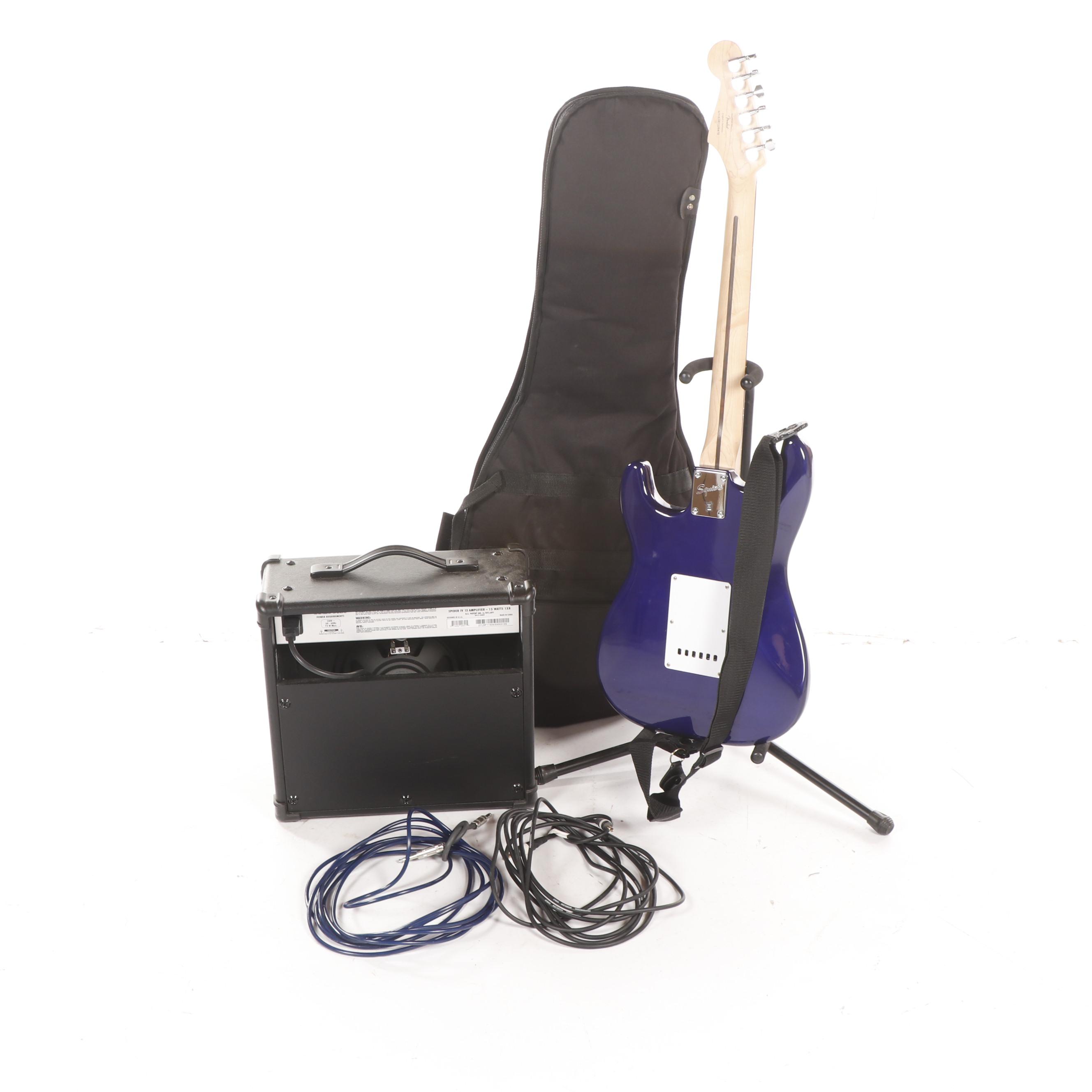 Fender "Squire" Strat Children's Guitar and Line 6 Amp