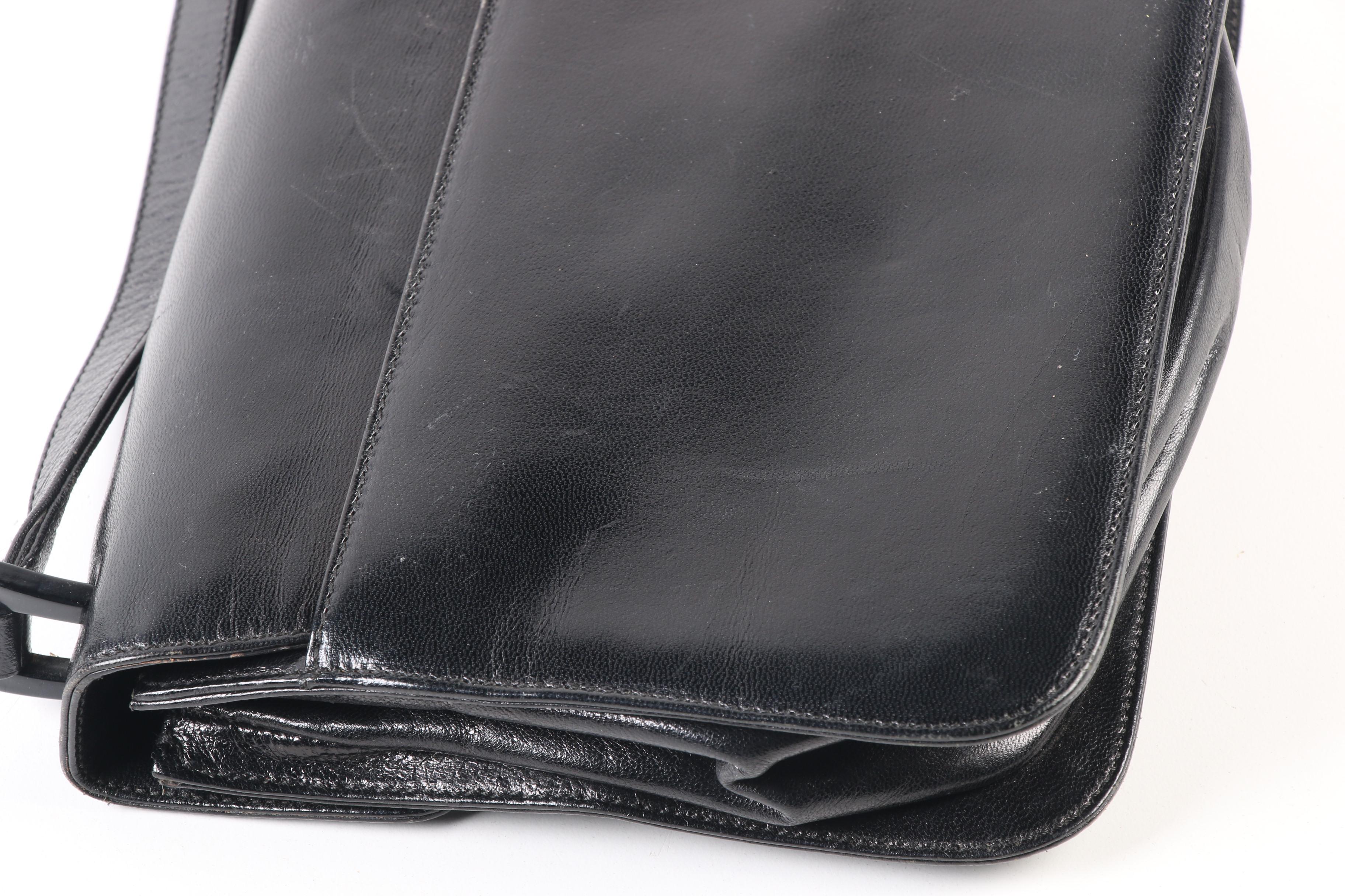 Prada Flap Front Black Leather Crossbody Shoulder Bag