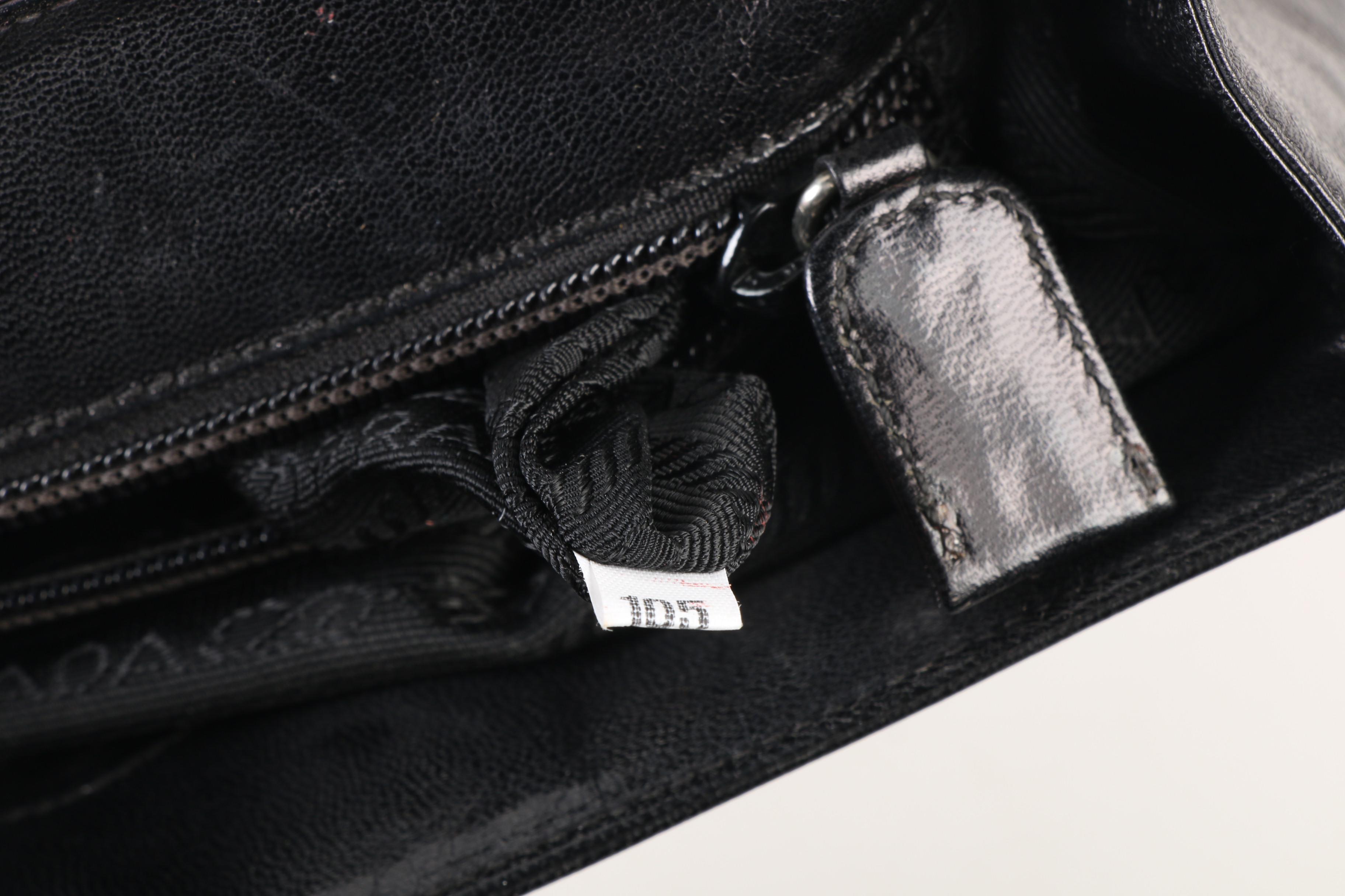 Prada Flap Front Black Leather Crossbody Shoulder Bag