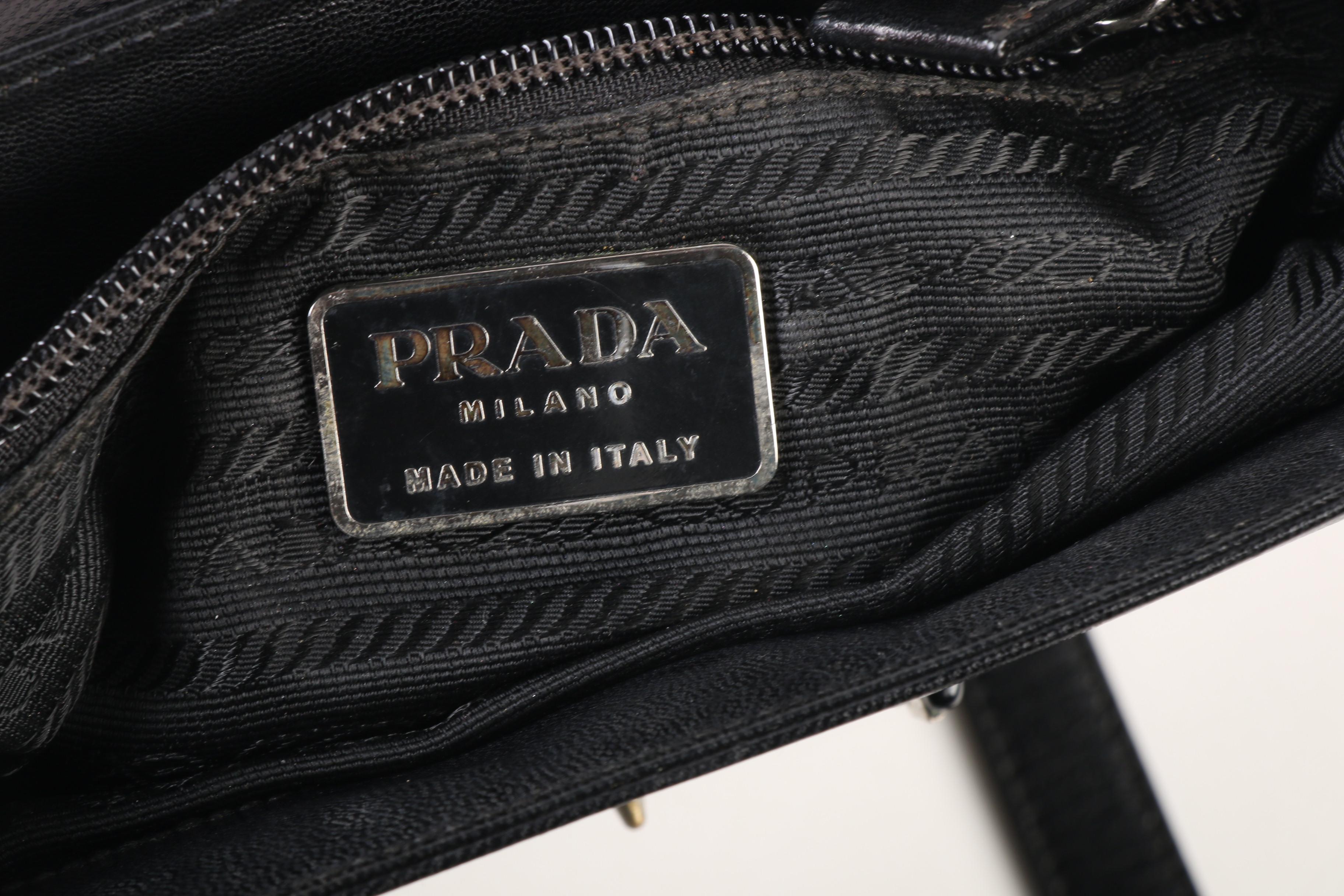 Prada Flap Front Black Leather Crossbody Shoulder Bag
