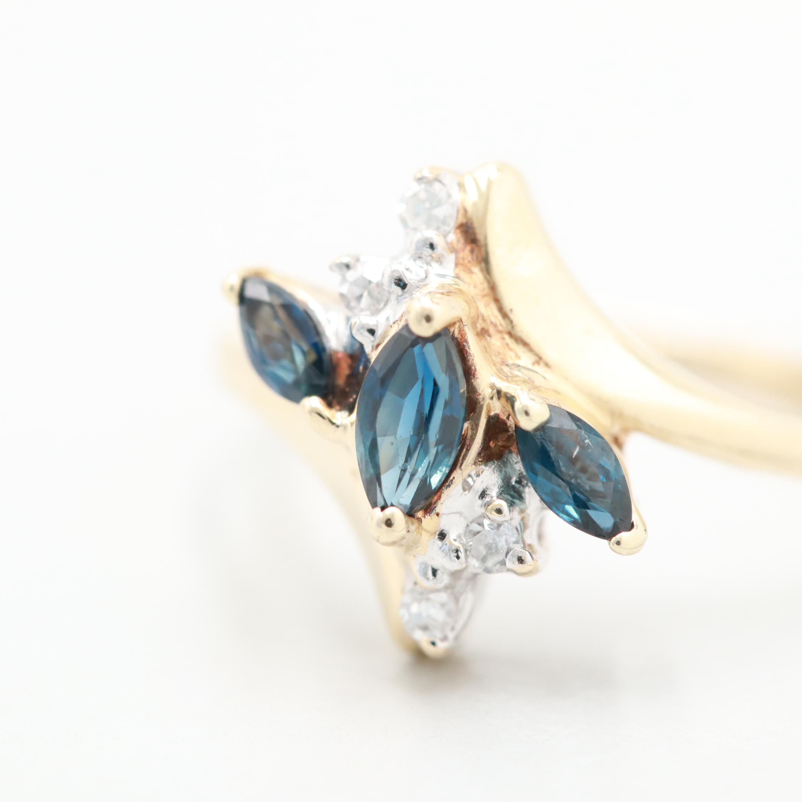 10K Yellow Gold Sapphire and Diamond Ring