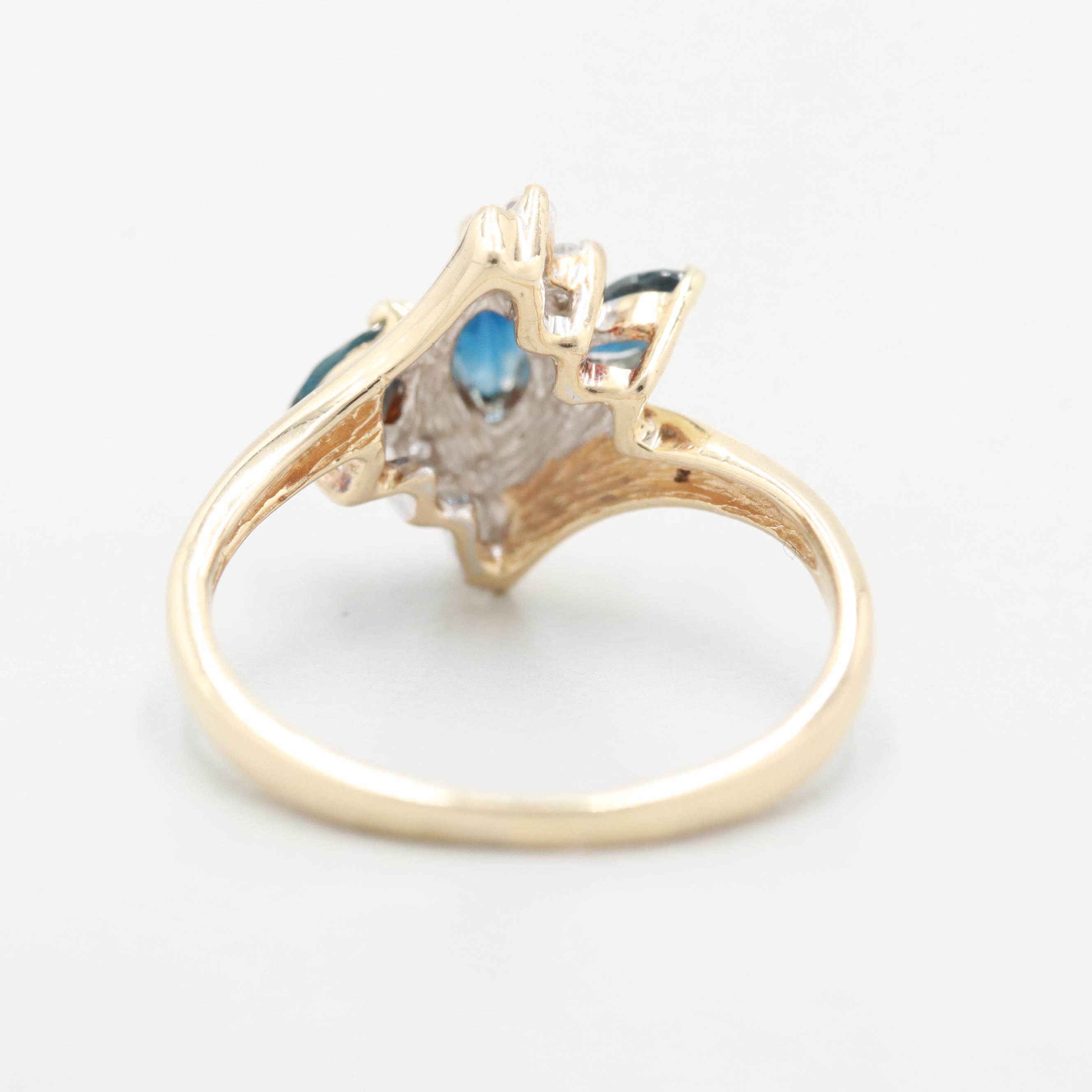 10K Yellow Gold Sapphire and Diamond Ring