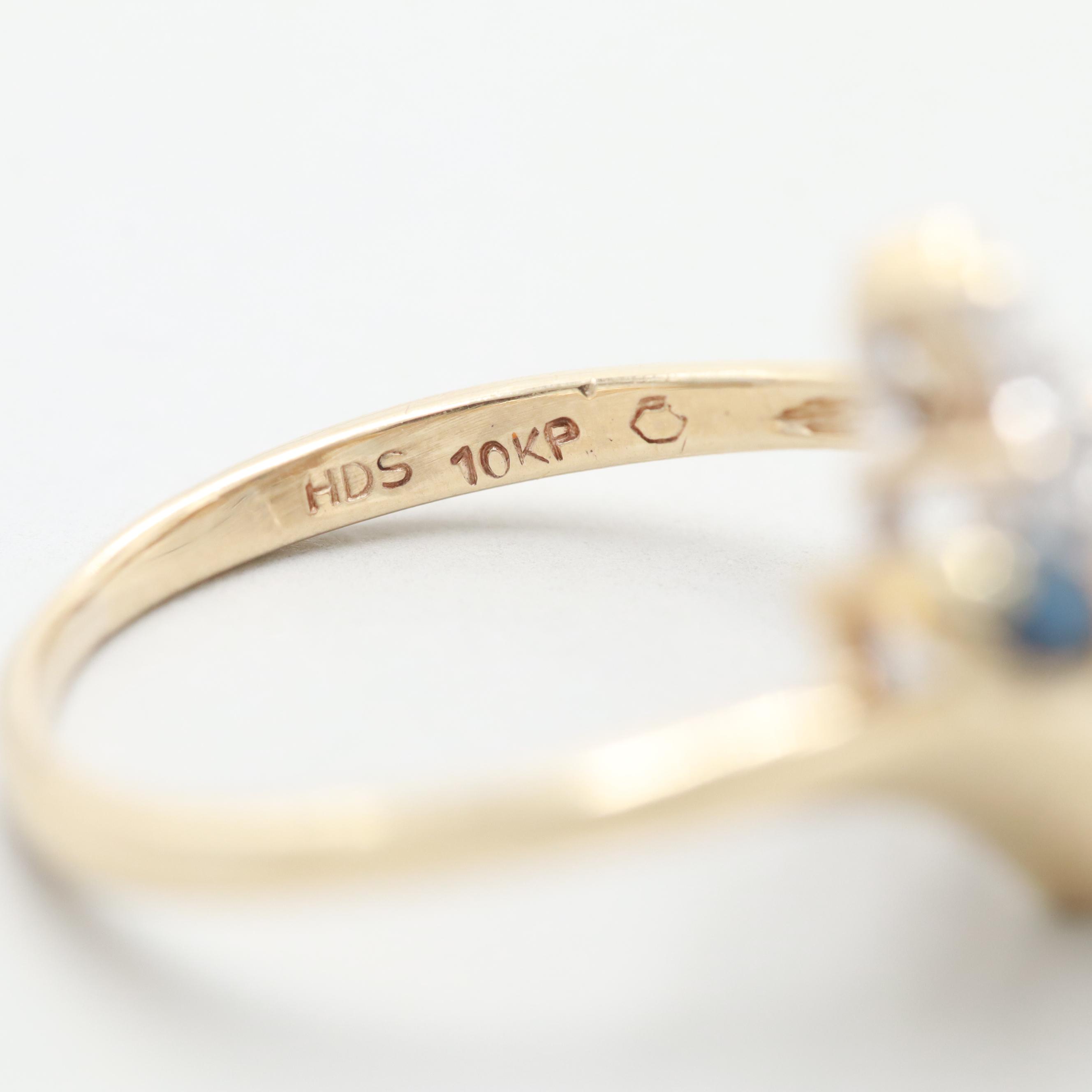 10K Yellow Gold Sapphire and Diamond Ring