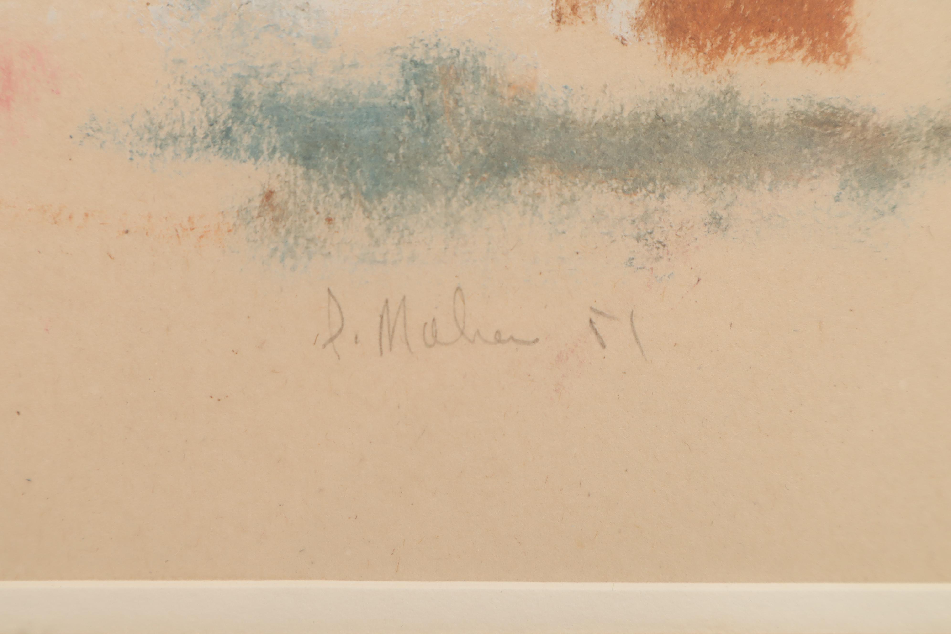 Maher Pastel Drawing of a Beach Scene