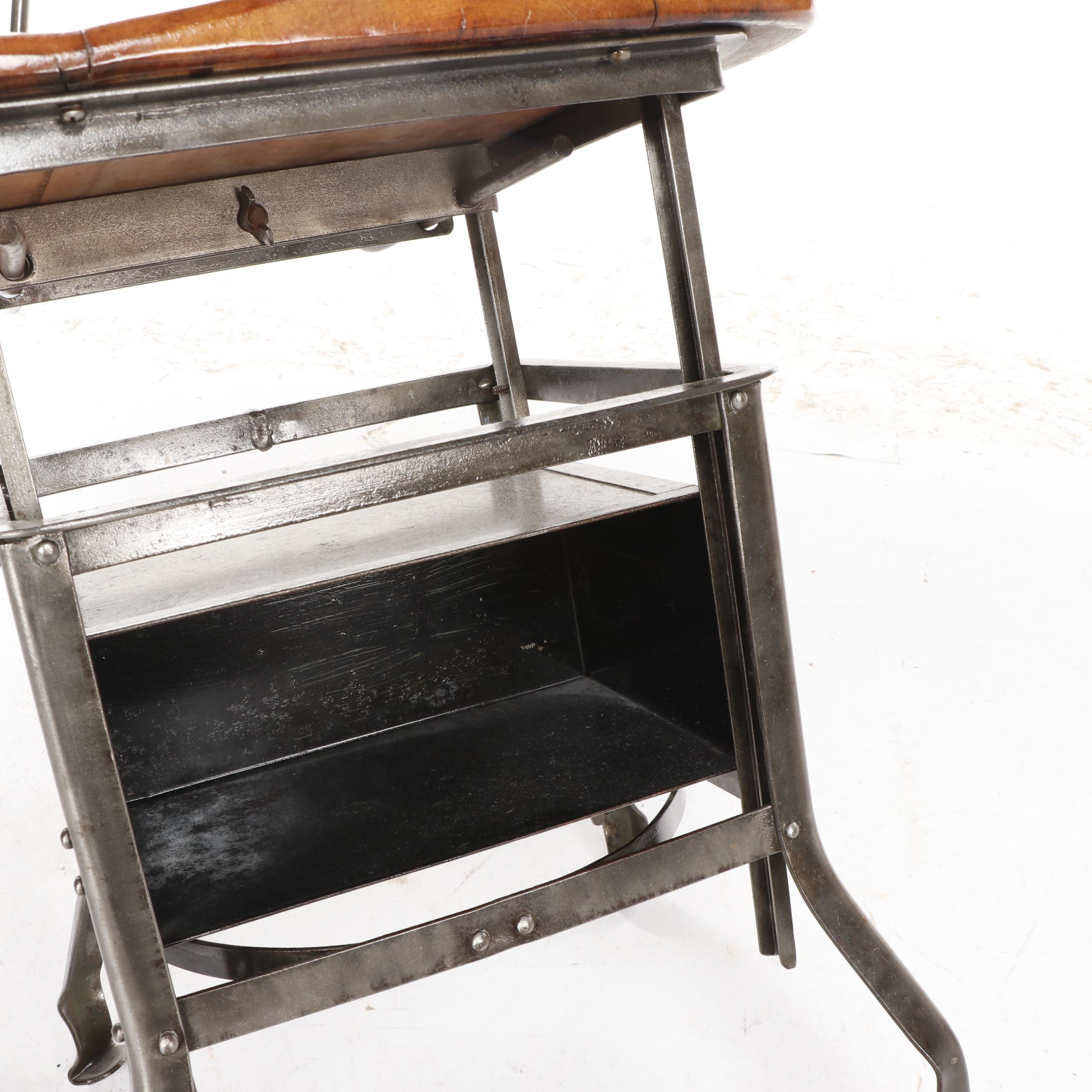 Edward I. Koenig Industrial Style "Sit-Rite" Bookshelf Chair, Circa 1920