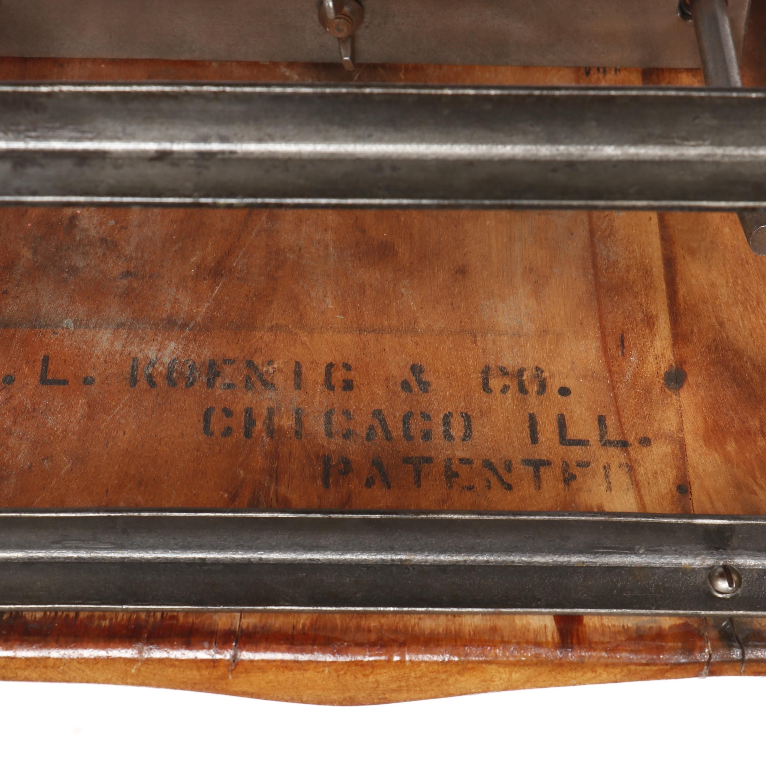 Edward I. Koenig Industrial Style "Sit-Rite" Bookshelf Chair, Circa 1920