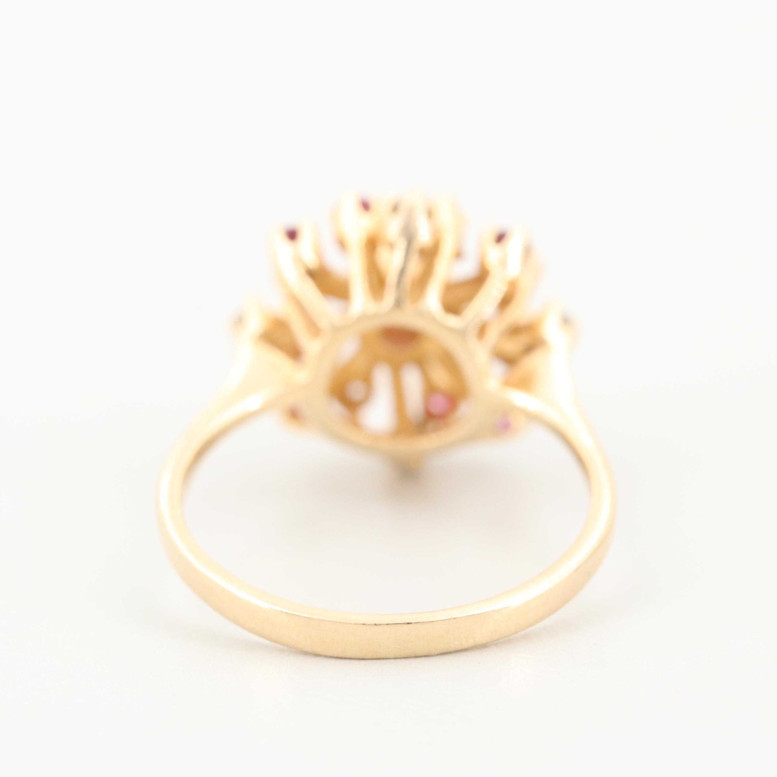 14K Yellow Gold Ruby and Diamond Ring
