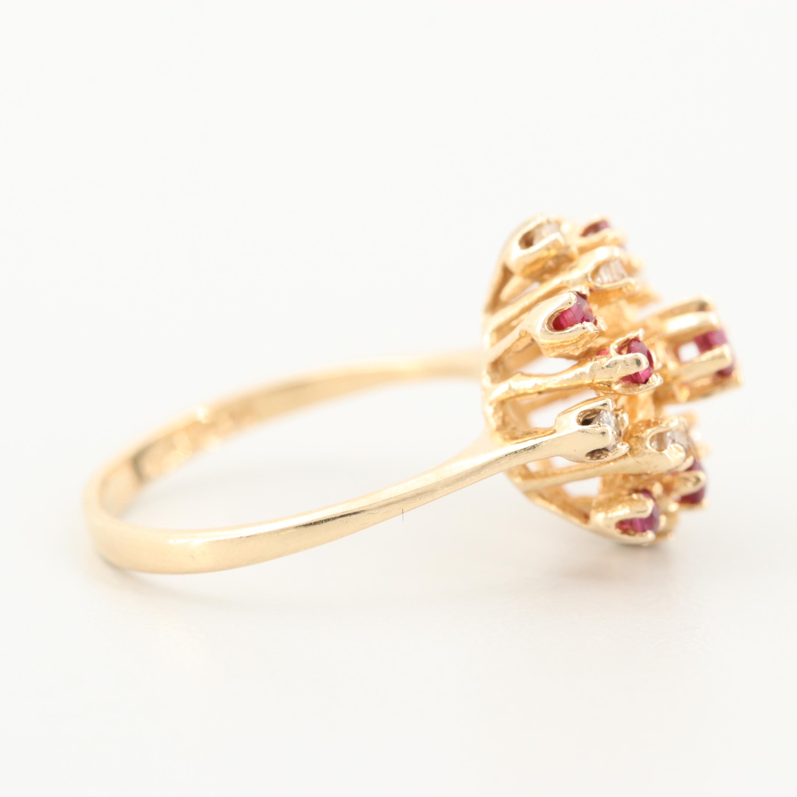 14K Yellow Gold Ruby and Diamond Ring