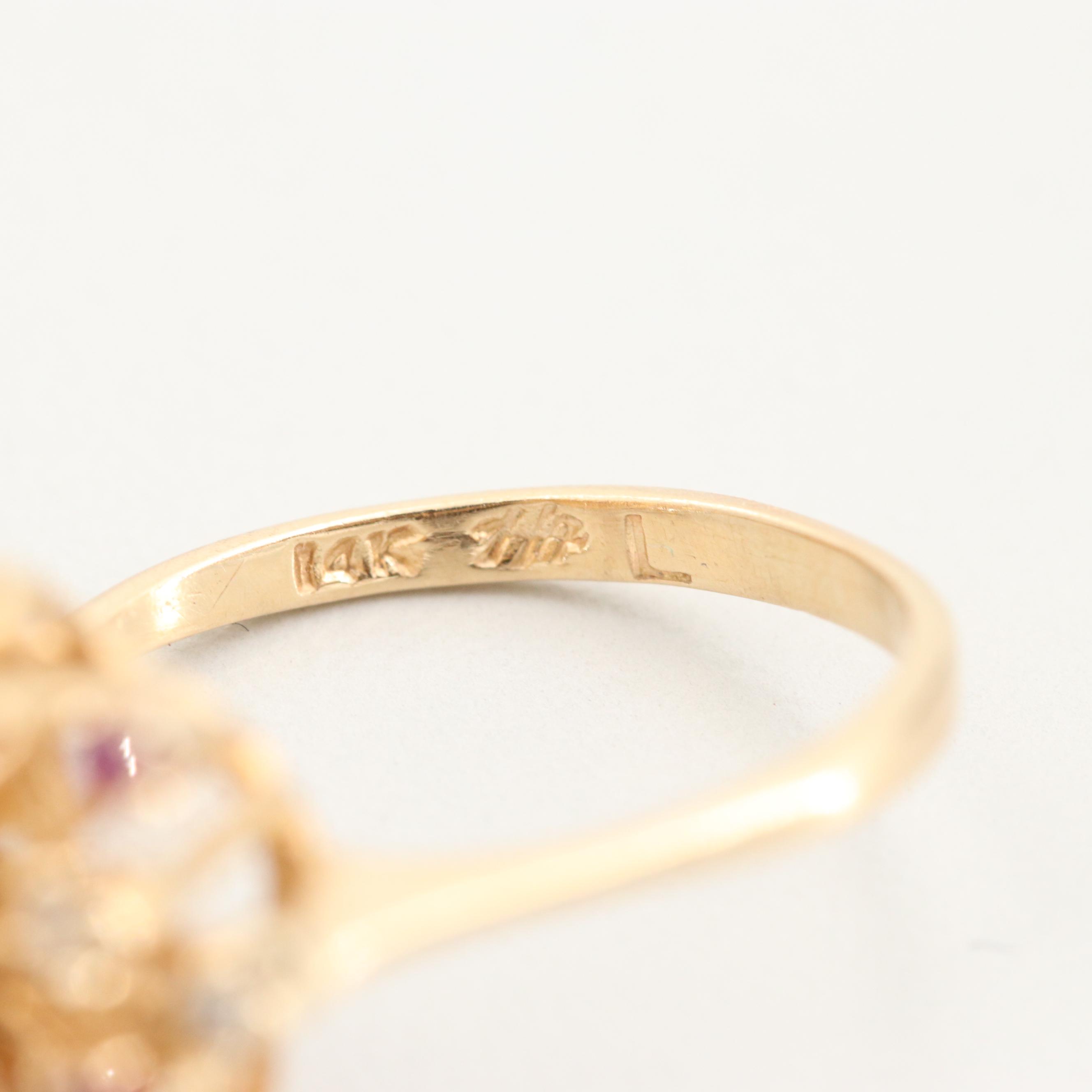 14K Yellow Gold Ruby and Diamond Ring