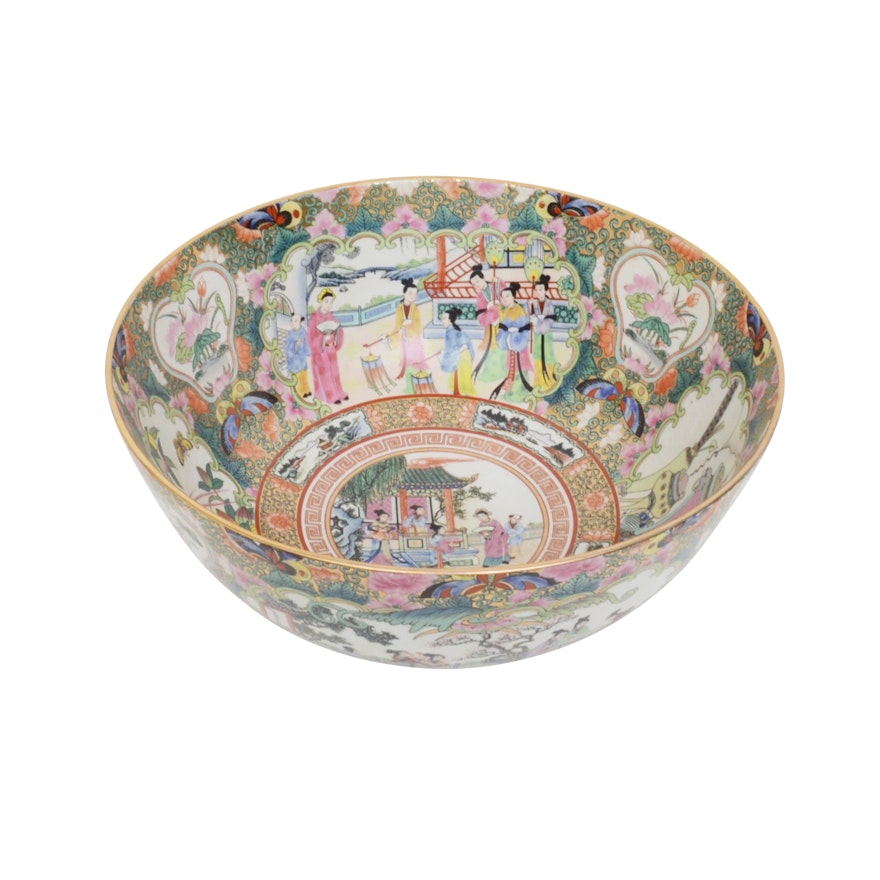 Hand-Decorated Japanese Porcelain Serving Bowl