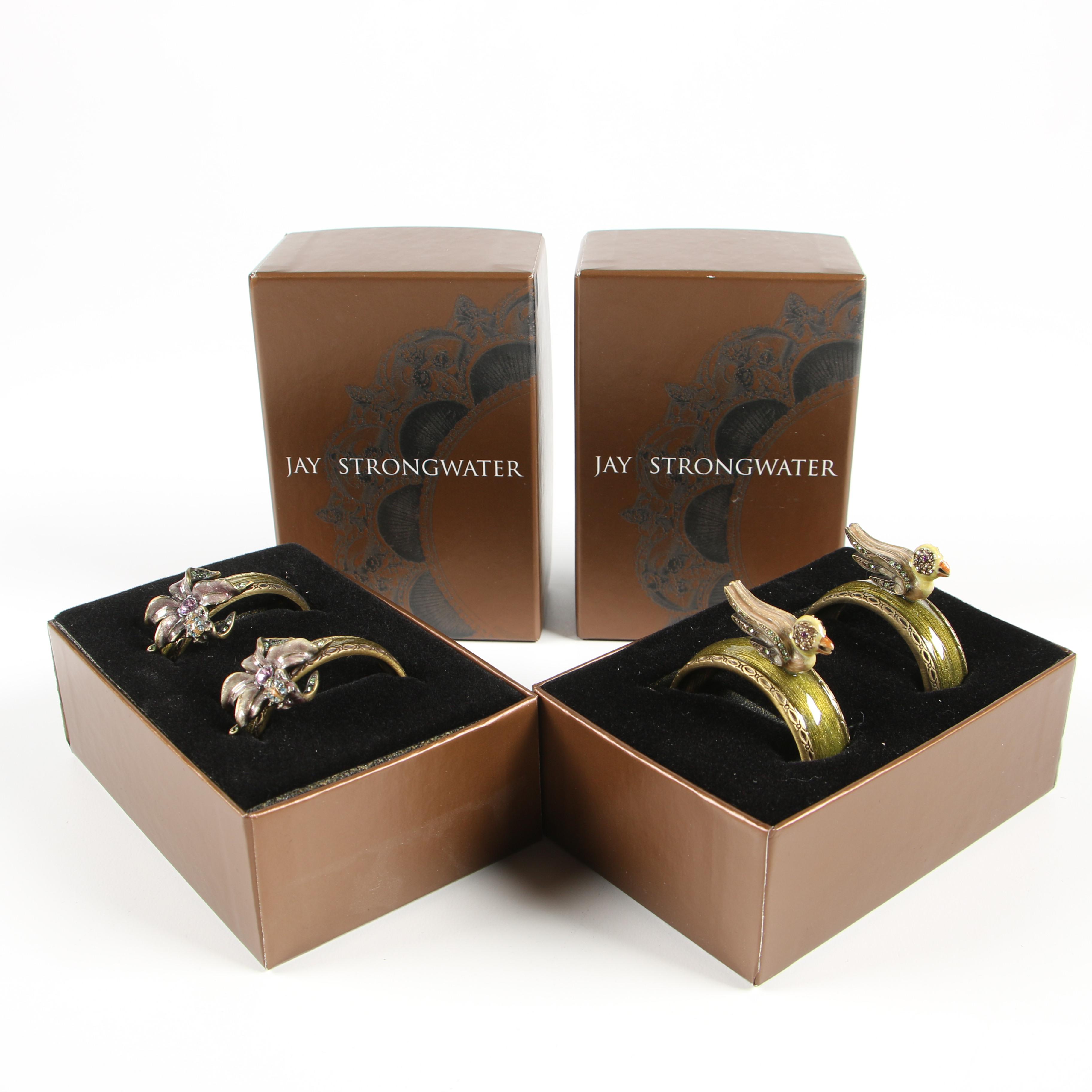 Jay Strongwater "Lill" and Bird Napkin Rings