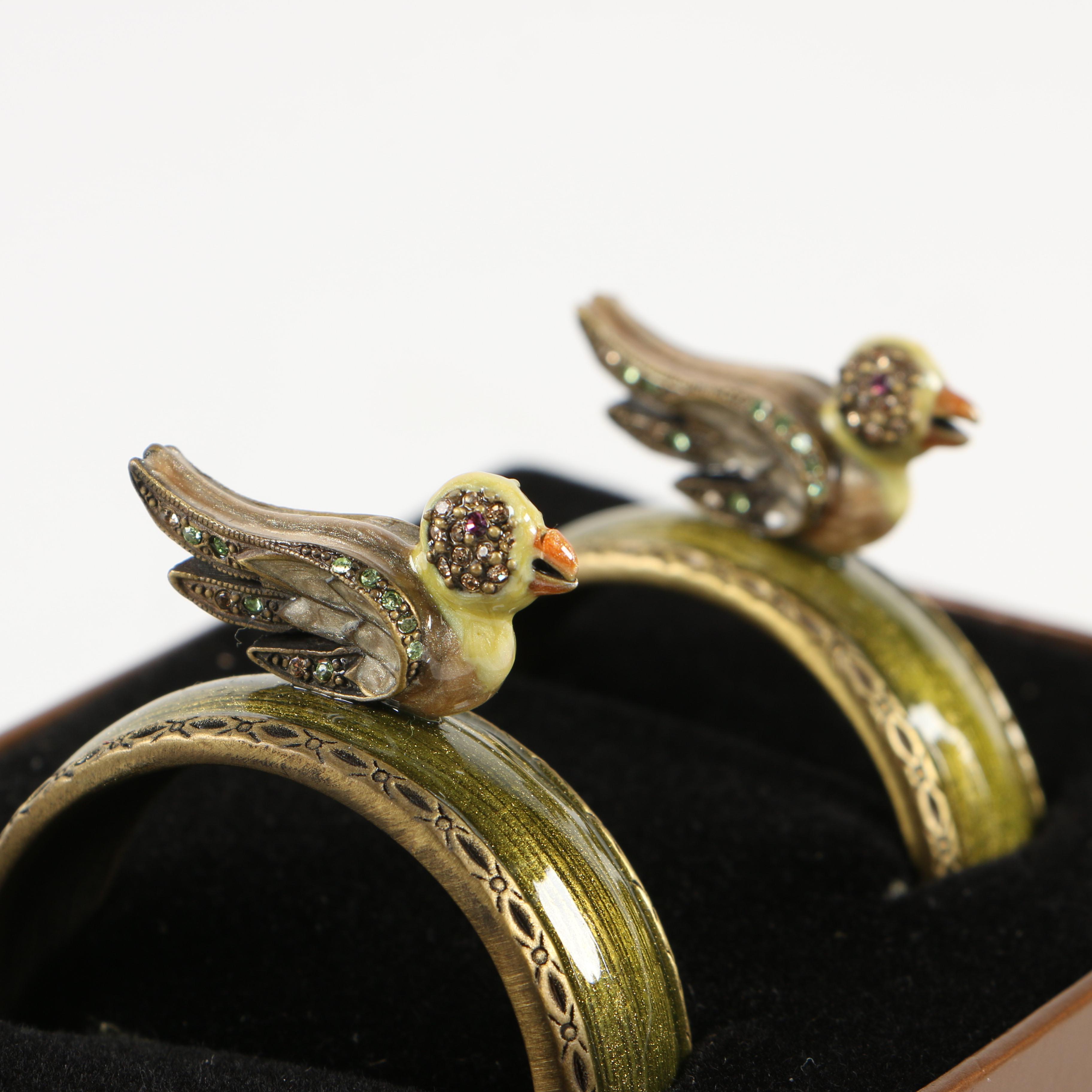 Jay Strongwater "Lill" and Bird Napkin Rings