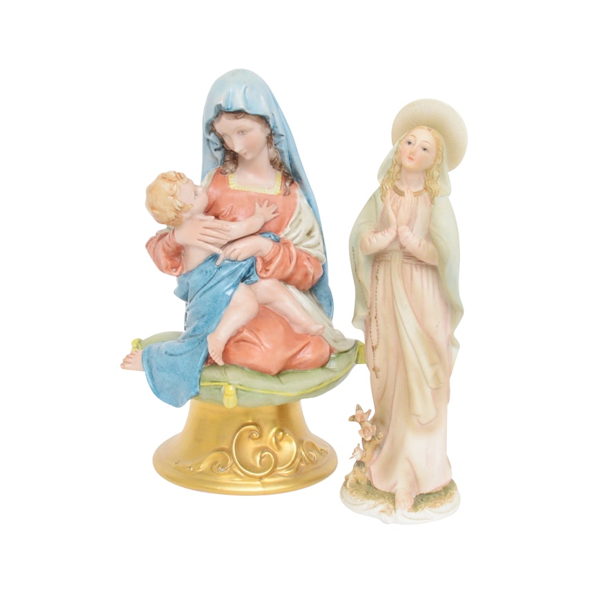 Nippon and Lefton Porcelain Madonna Figurines