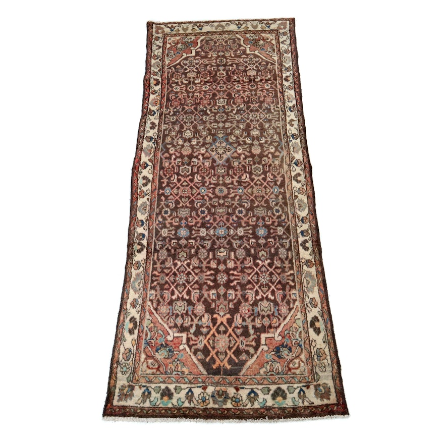 3.6' x 9.4' Hand-Knotted Persian Malayer Carpet Runner, Circa 1940s