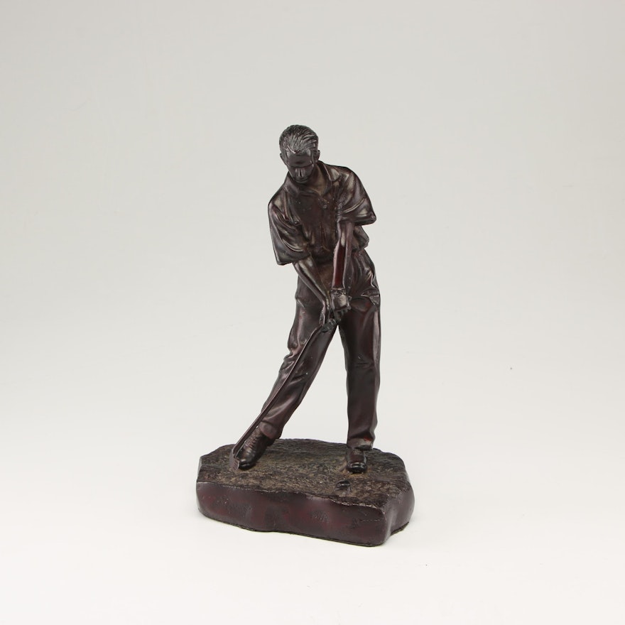 Late 20th Century Metal Sculpture of Golfer