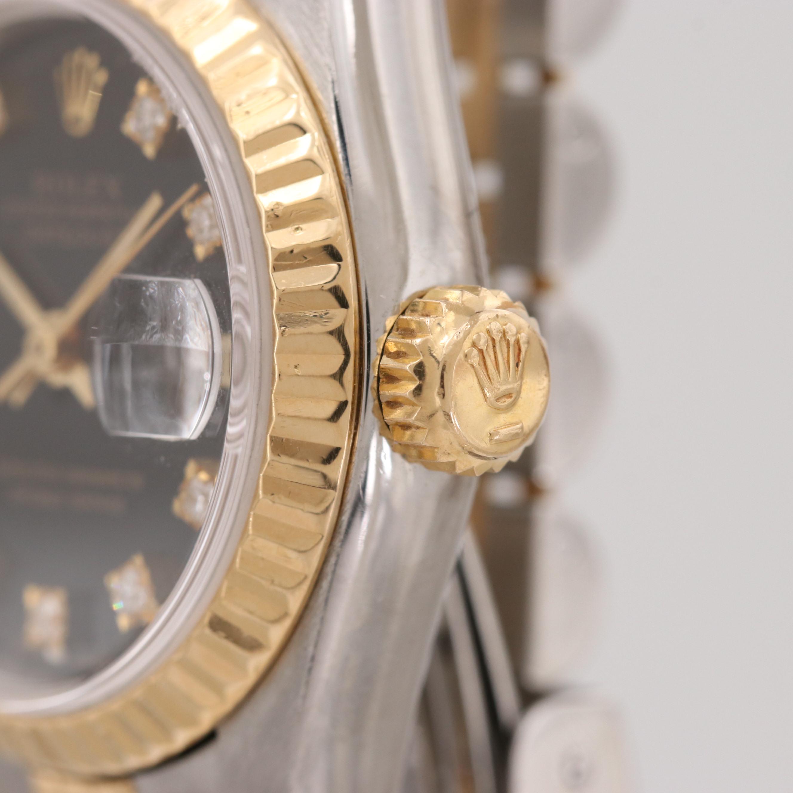Rolex Datejust Stainless Steel, 18K Yellow Gold and Diamonds Watch, 1993